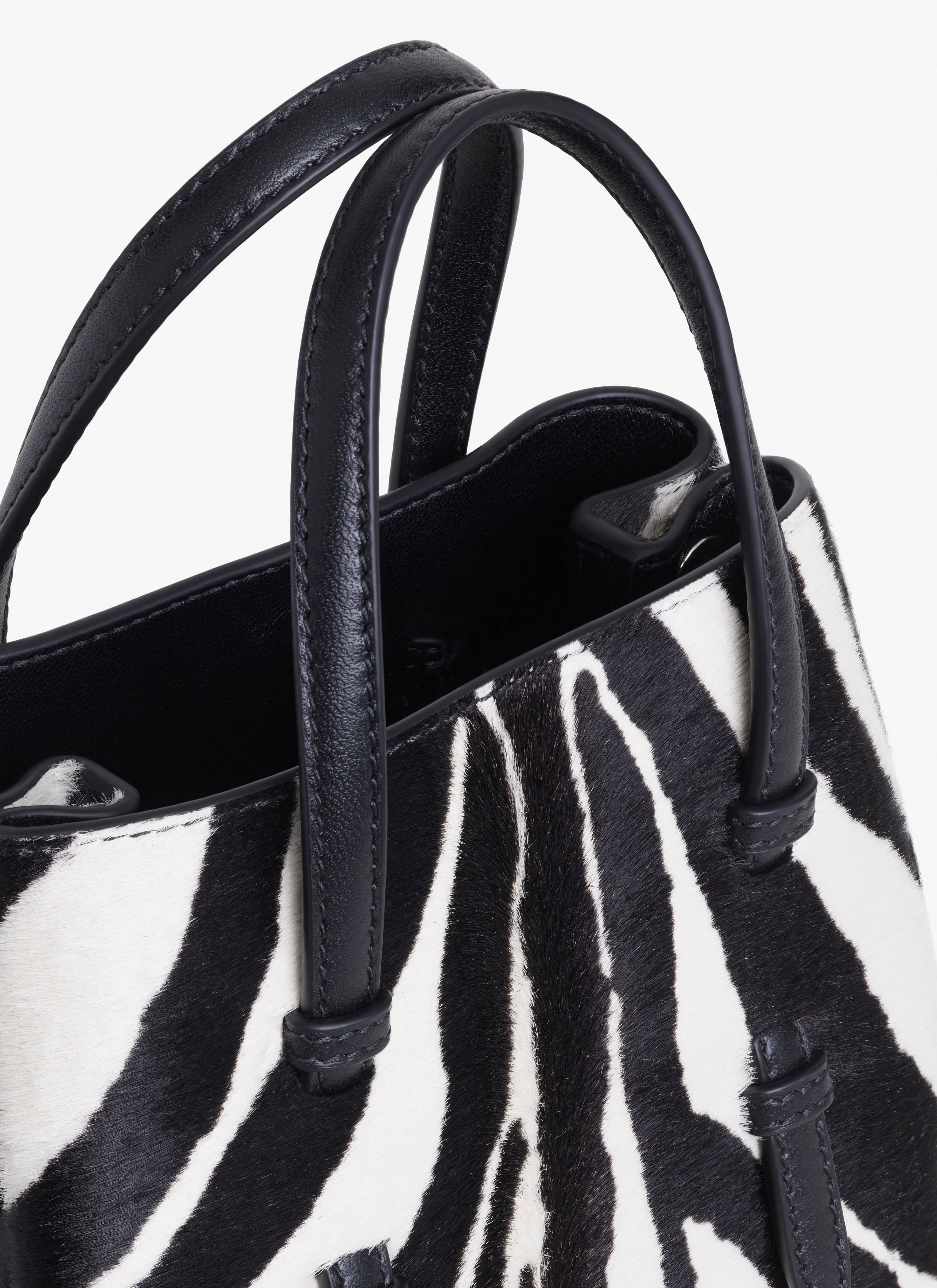 ALAÏA BLACK MINA 16 BAG IN ZEBRA PRINT ON HAIRY CALFSKIN
