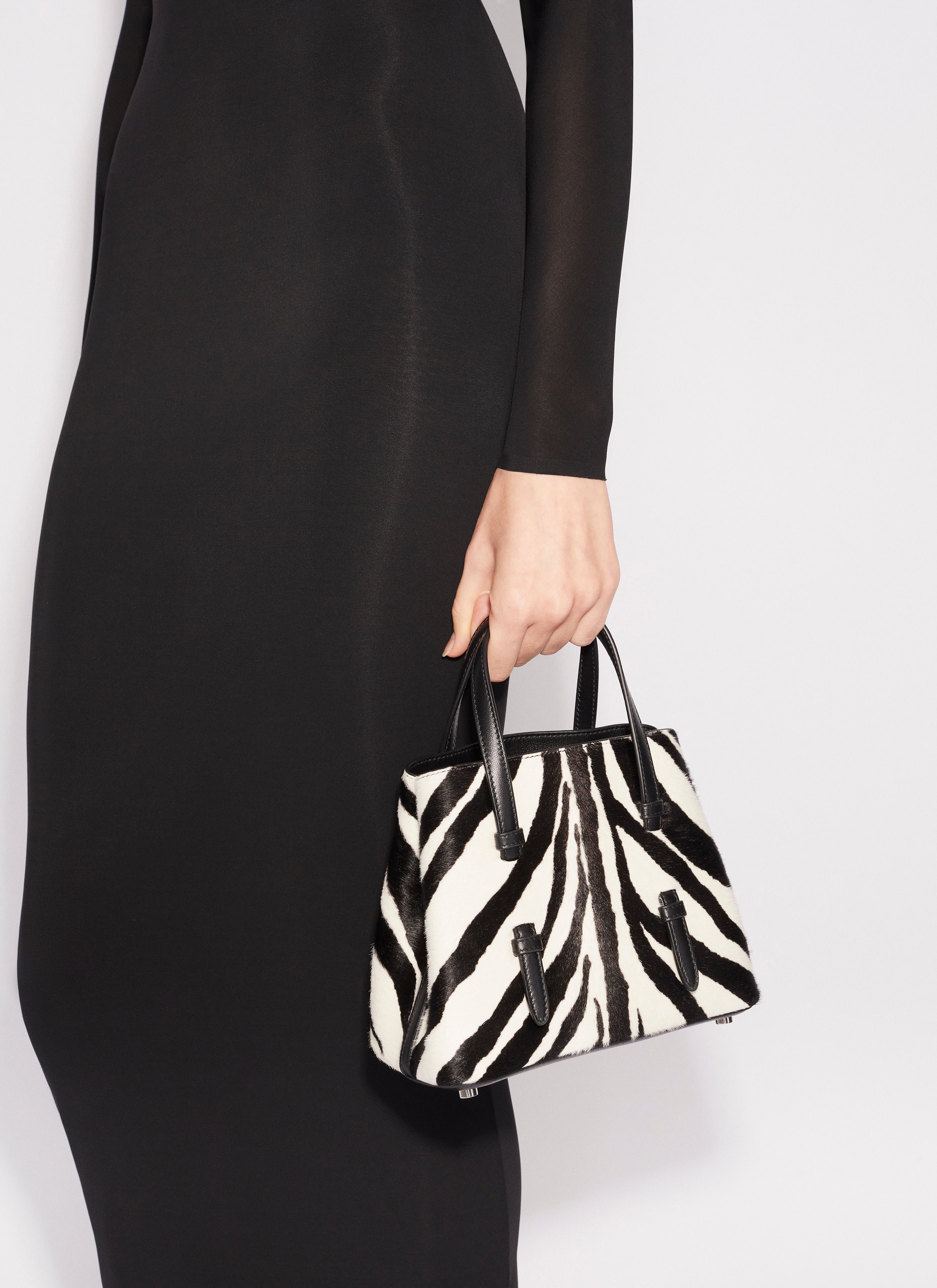 ALAÏA BLACK MINA 20 BAG IN ZEBRA PRINT ON HAIRY CALFSKIN