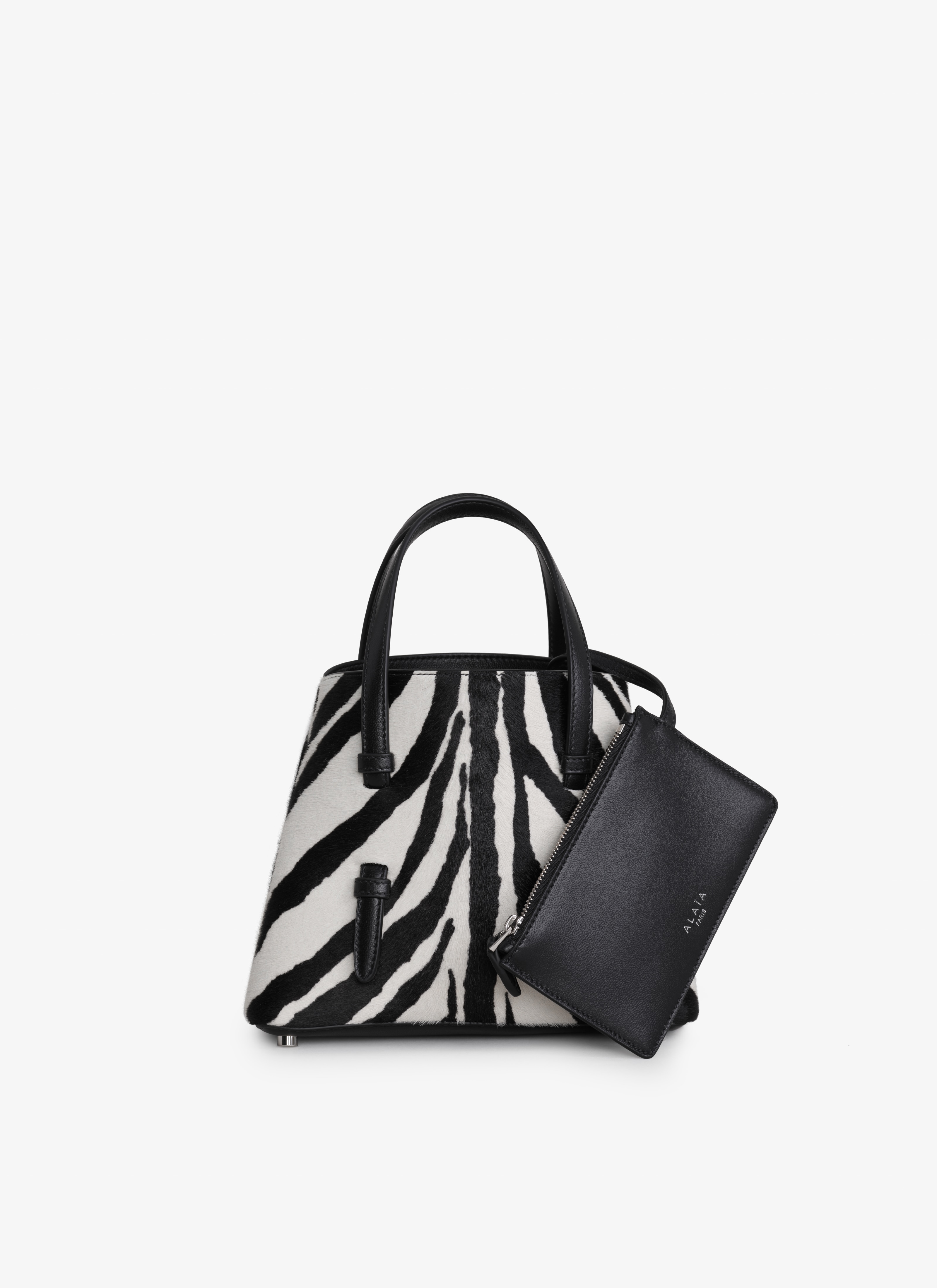 ALAÏA BLACK MINA 20 BAG IN ZEBRA PRINT ON HAIRY CALFSKIN
