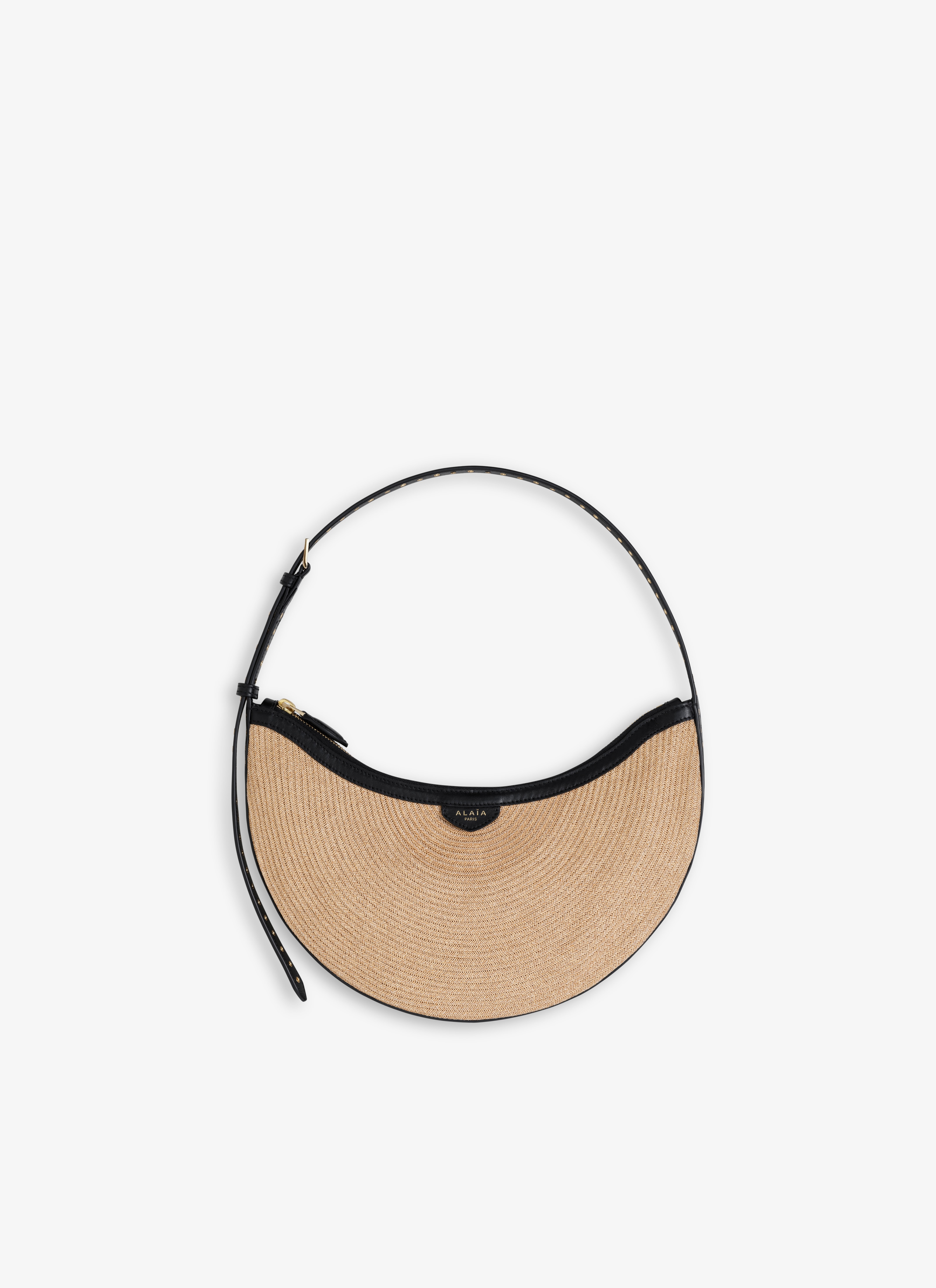 ALAÏA NATURAL ONE PIECE DEMI LUNE BAG IN PAPER STRAW