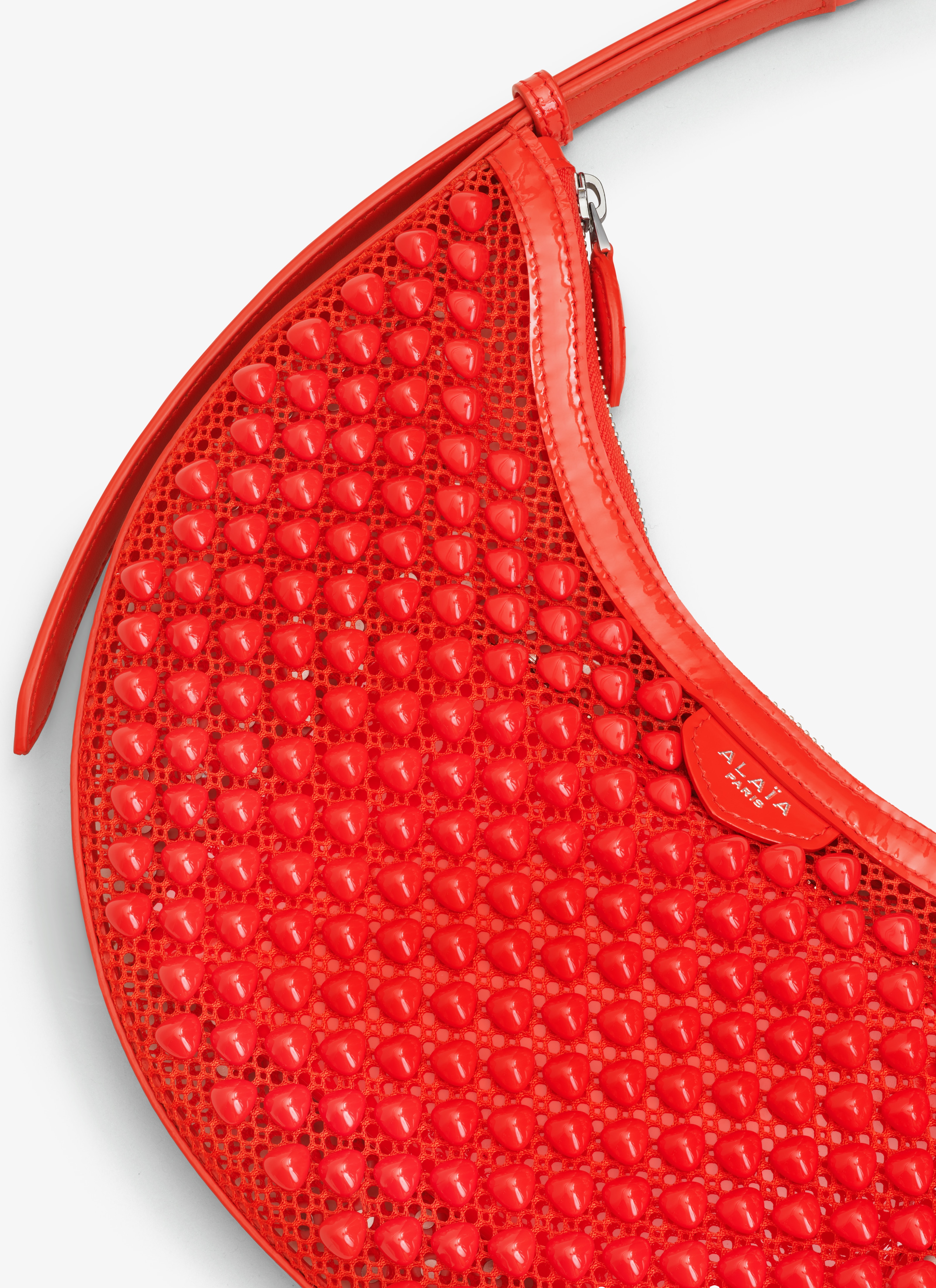 ALAÏA NARANJA BOLSO ONE PIECE DEMI LUNE DE RED CON PIRÁMIDES