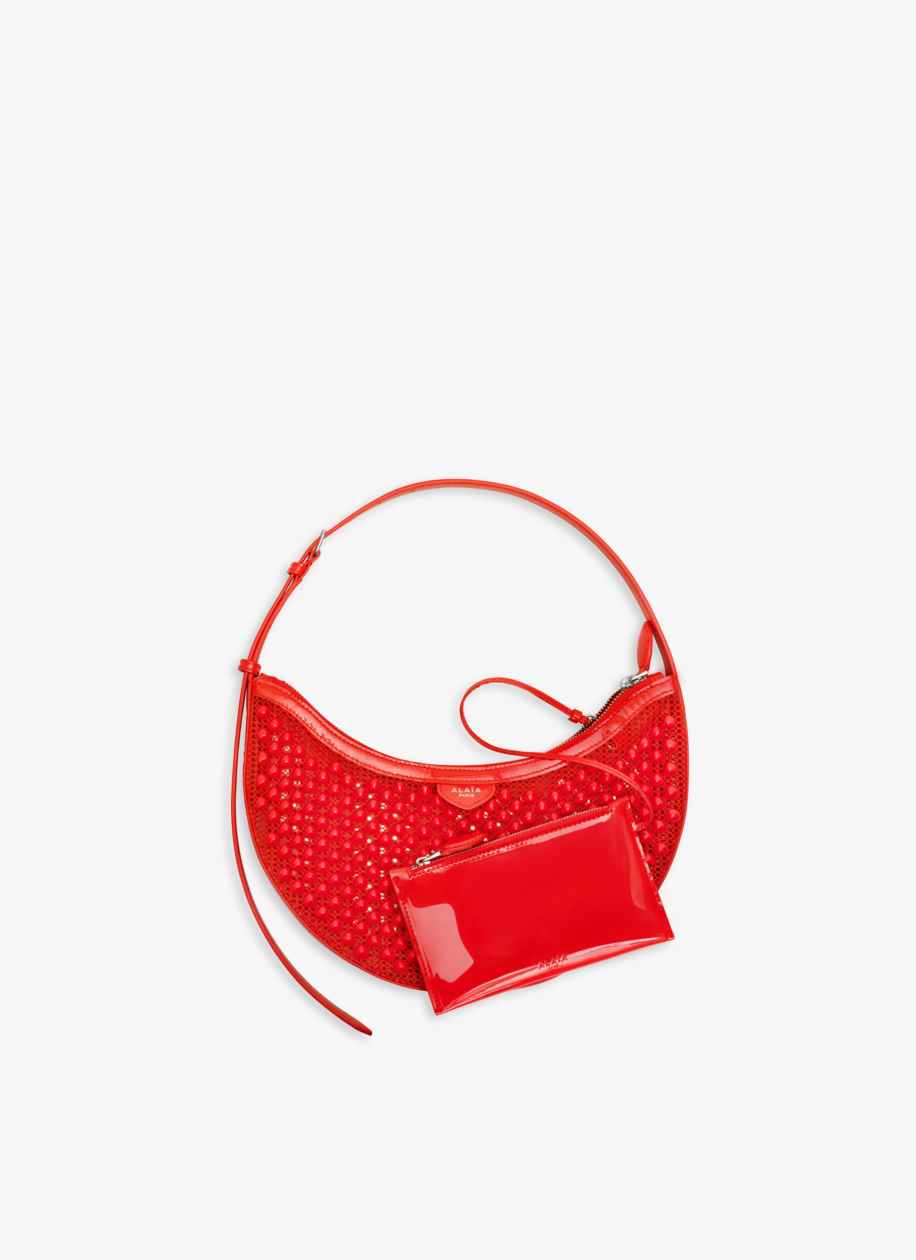 ALAÏA NARANJA BOLSO ONE PIECE DEMI LUNE DE RED CON PIRÁMIDES