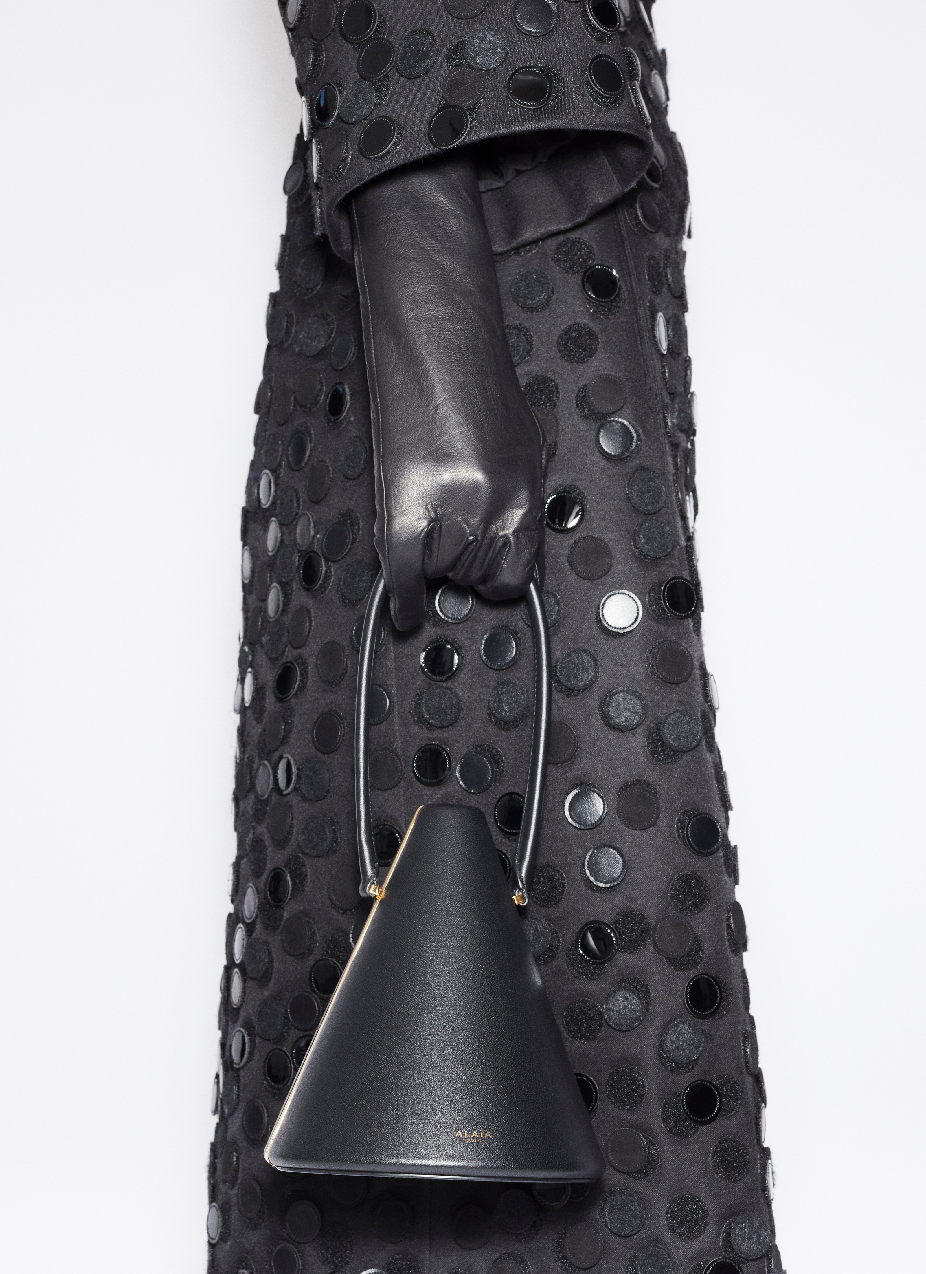 ALAÏA BLACK CONE MINAUDIERE IN LAMBSKIN