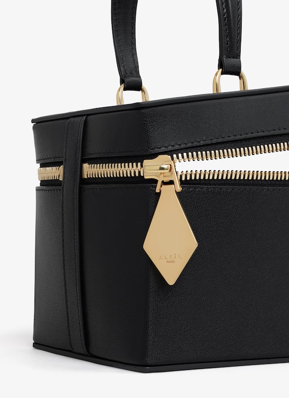 CUBE VANITY CASE IN SHINY GOATSKIN ALAÏA BLACK CUBE VANITY CASE IN SHINY GOATSKIN