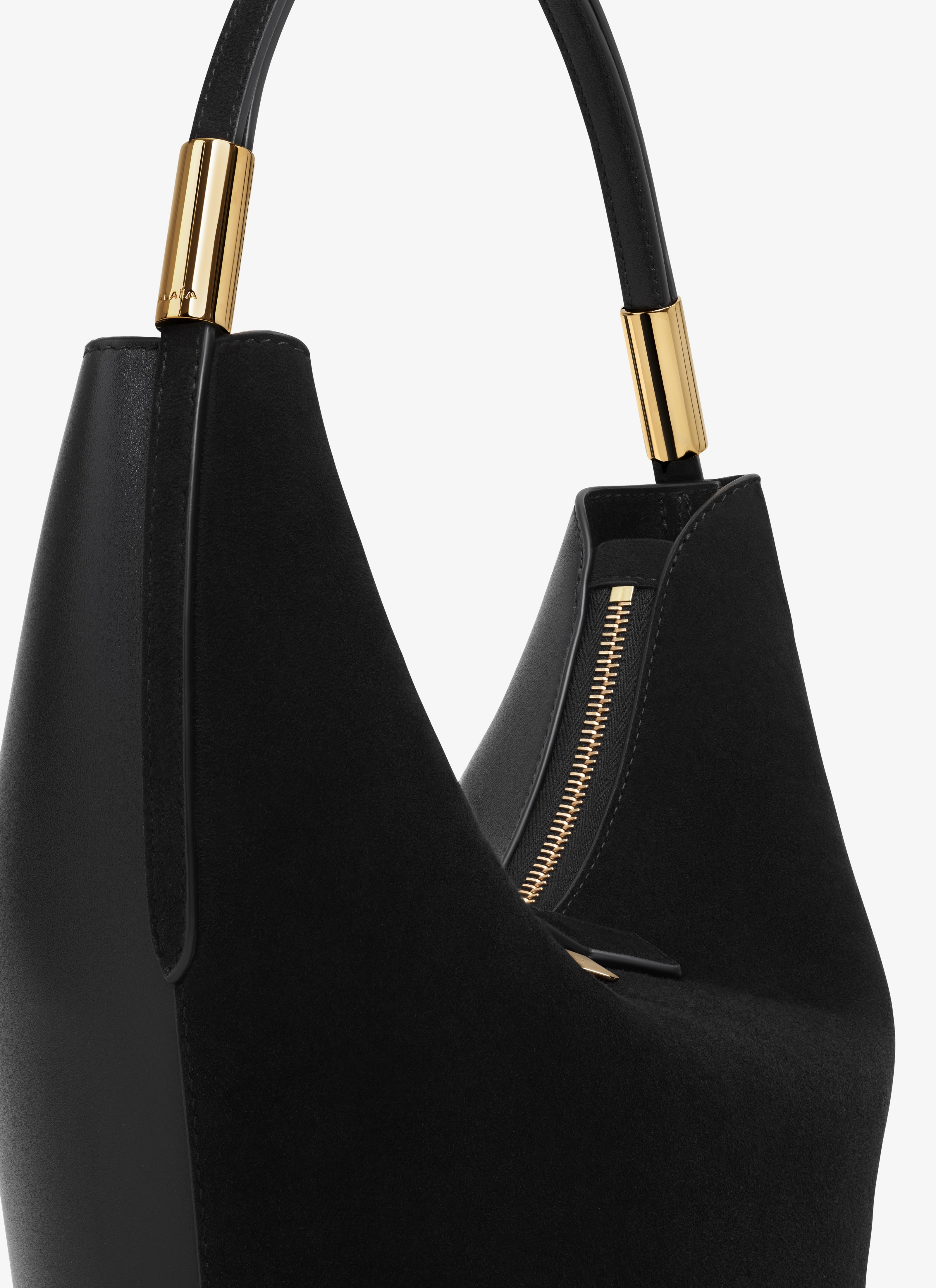 ALAÏA 블랙 염소가죽 스웨이드 및 송아지 가죽 소재 SHAPE 스몰 백