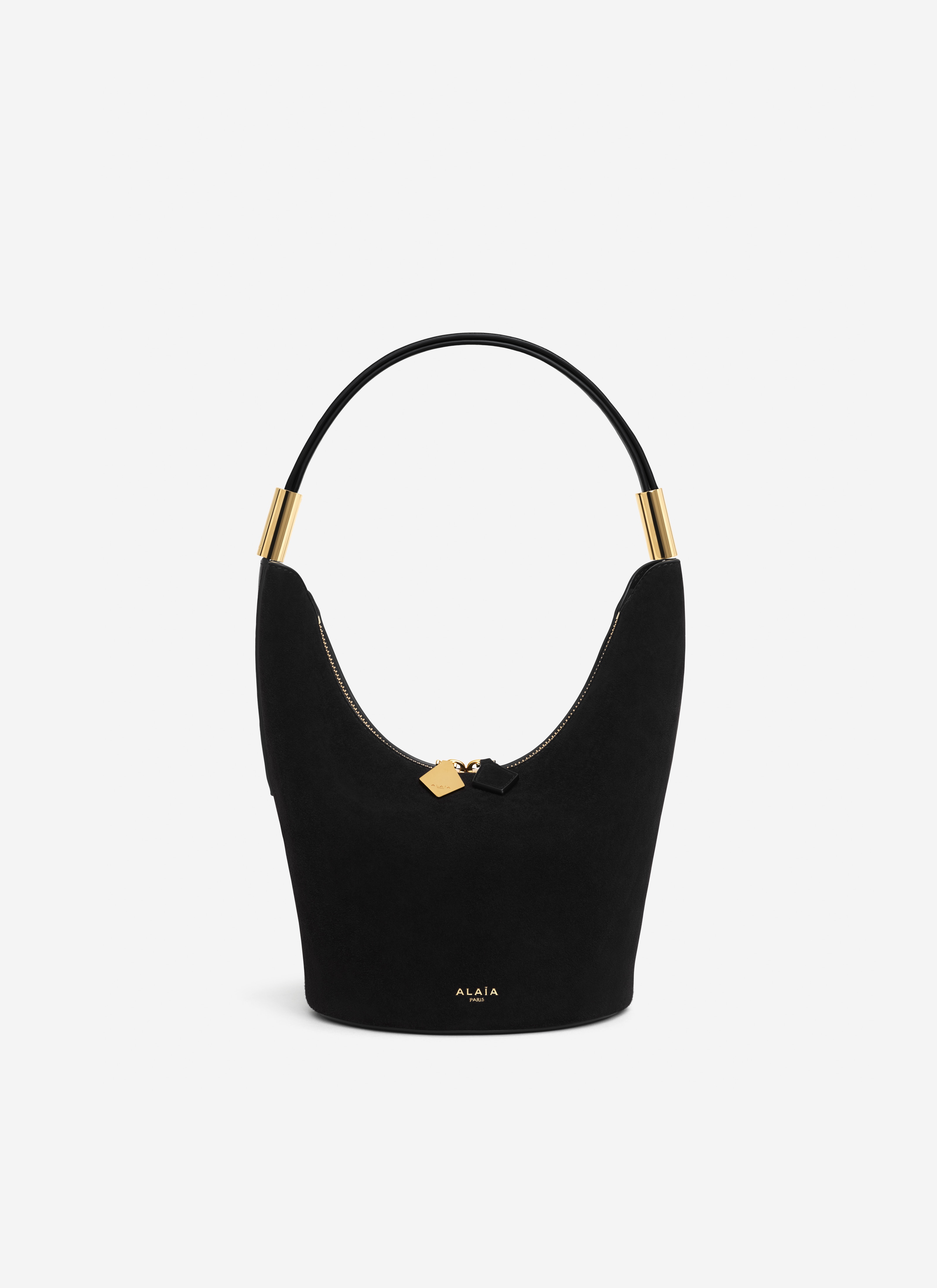 ALAÏA 블랙 염소가죽 스웨이드 및 송아지 가죽 소재 SHAPE 스몰 백