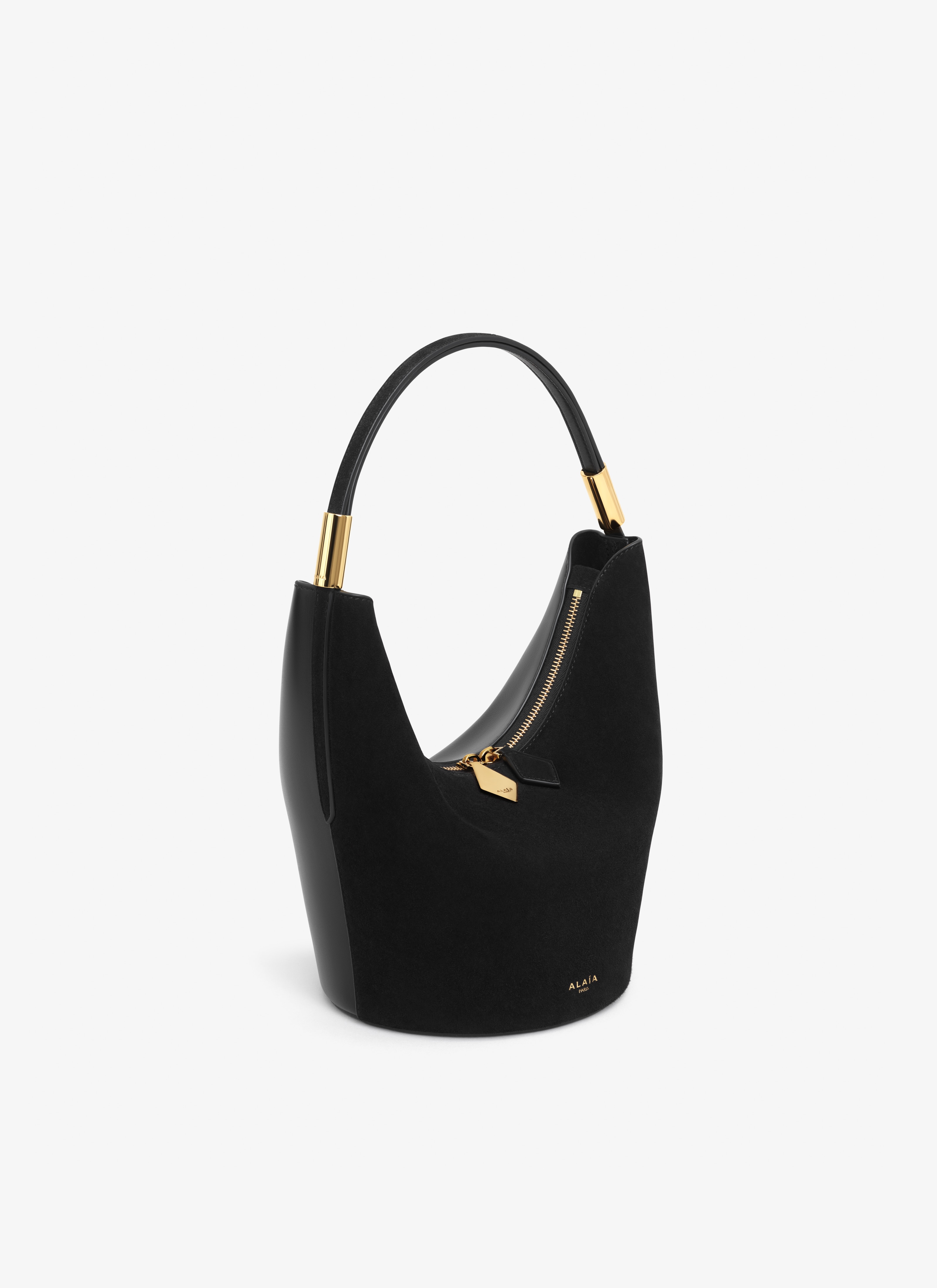 ALAÏA 블랙 염소가죽 스웨이드 및 송아지 가죽 소재 SHAPE 스몰 백