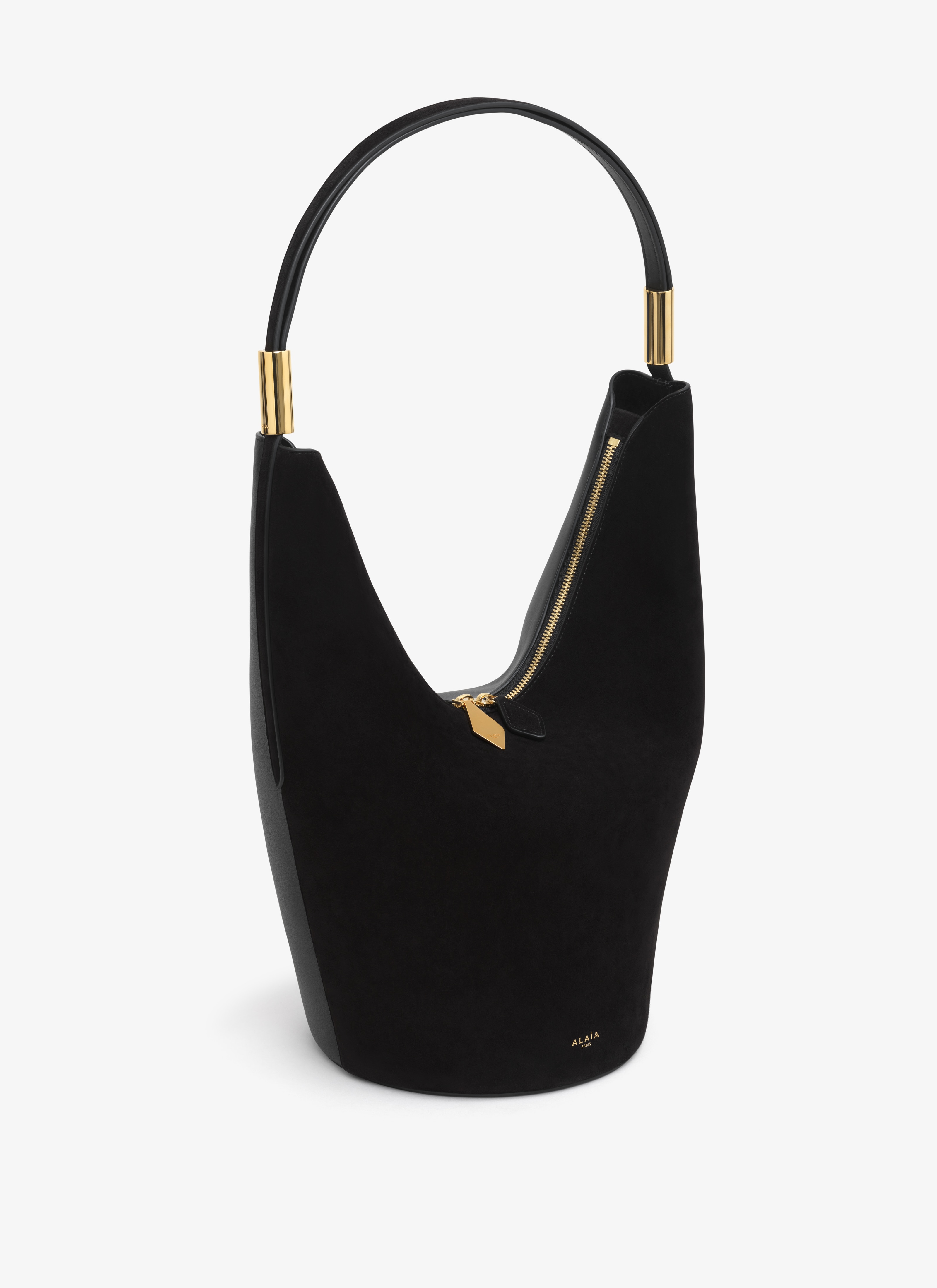 ALAÏA 블랙 스웨이드 염소가죽 및 송아지 가죽 소재 SHAPE 미디엄 백