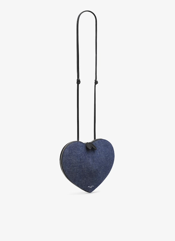 LE CŒUR BAG IN DENIM AND LEATHER ALAÏA DENIM BLUE LE CŒUR BAG IN DENIM AND LEATHER