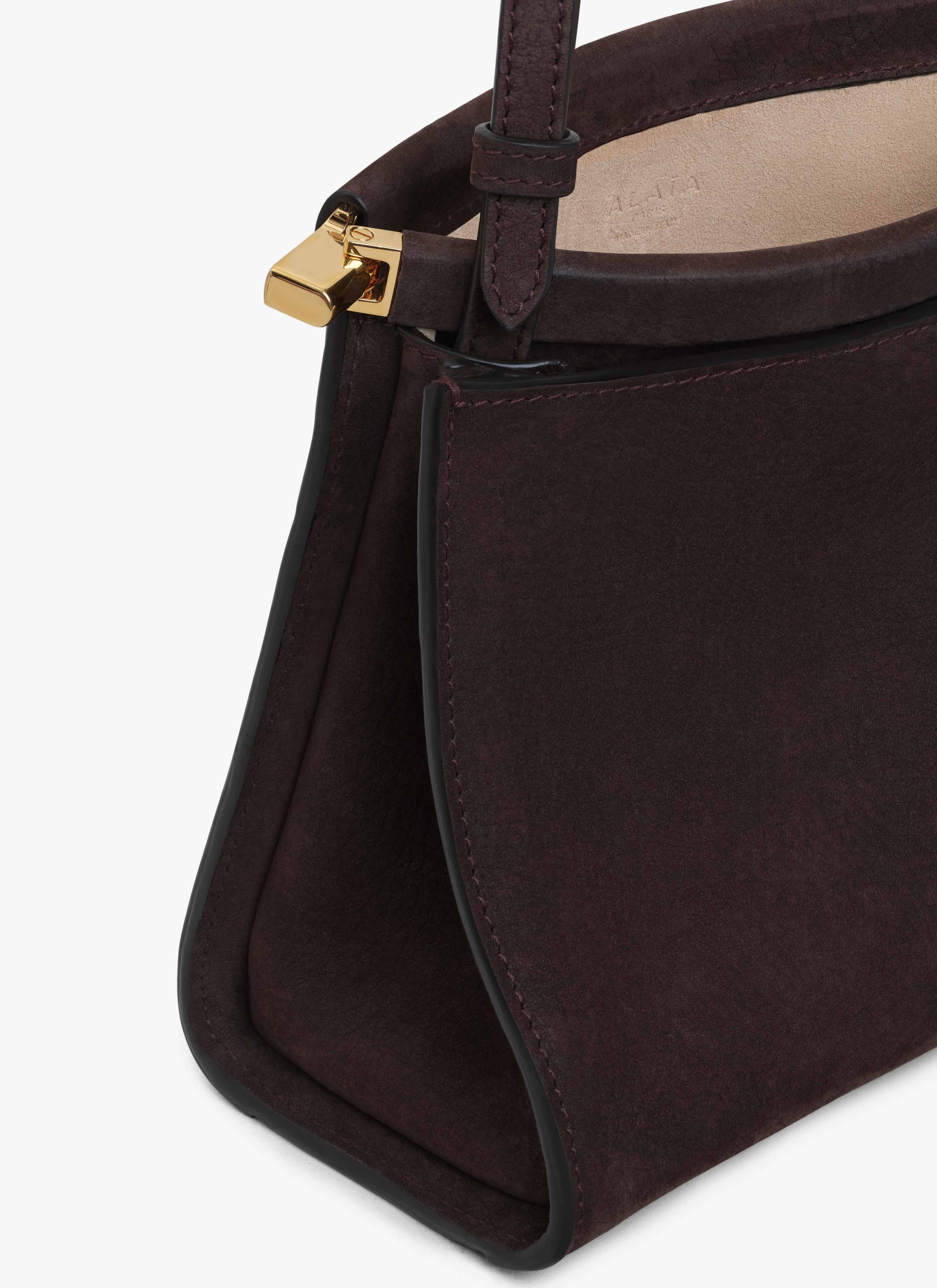 ALAÏA BORSA LE CLICK PICCOLA QUADRATA IN NABUK  MARRONE SCURO