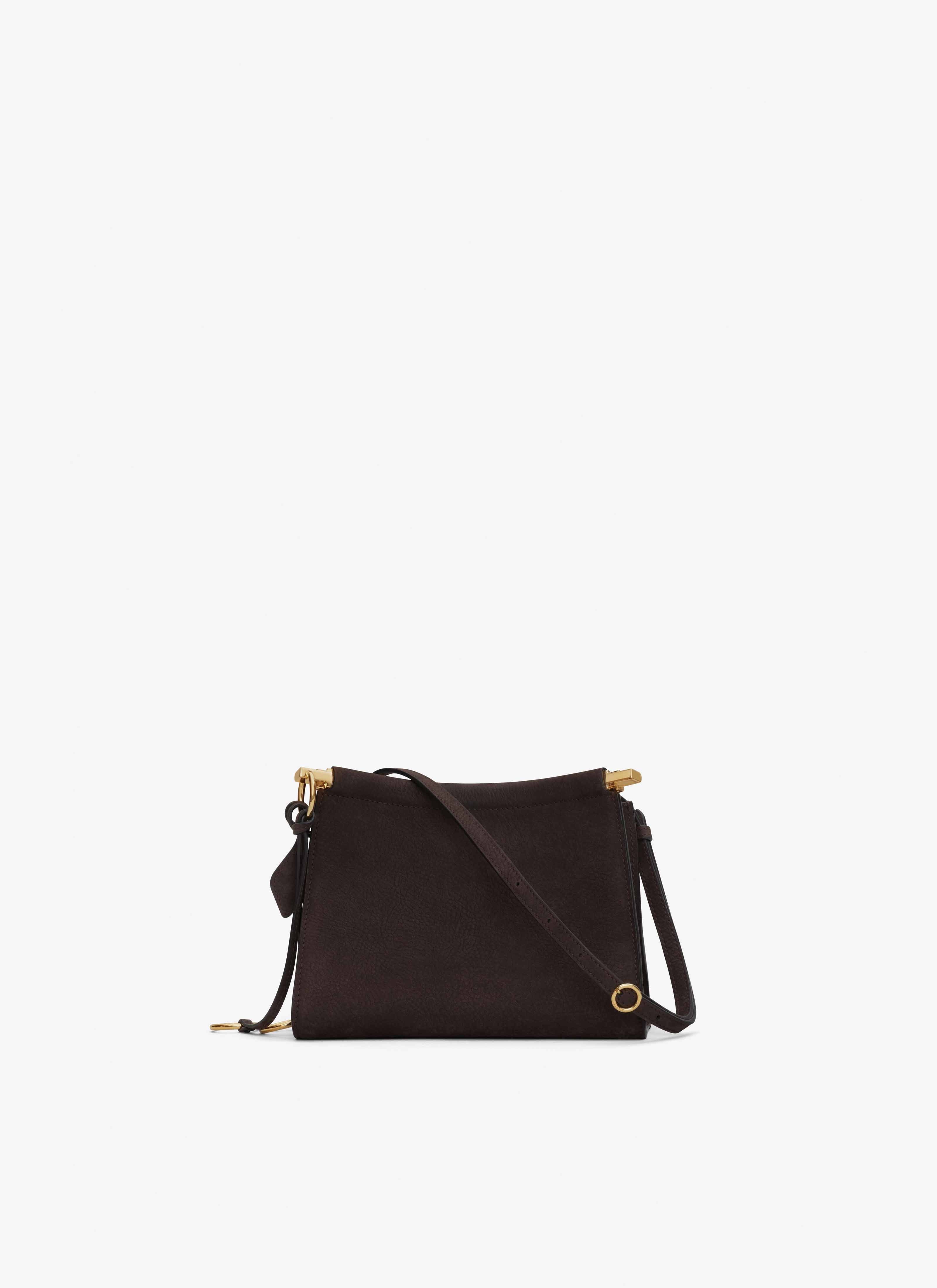 ALAÏA DARK BROWN LE CLICK SMALL SQUARE BAG IN NUBUCK 