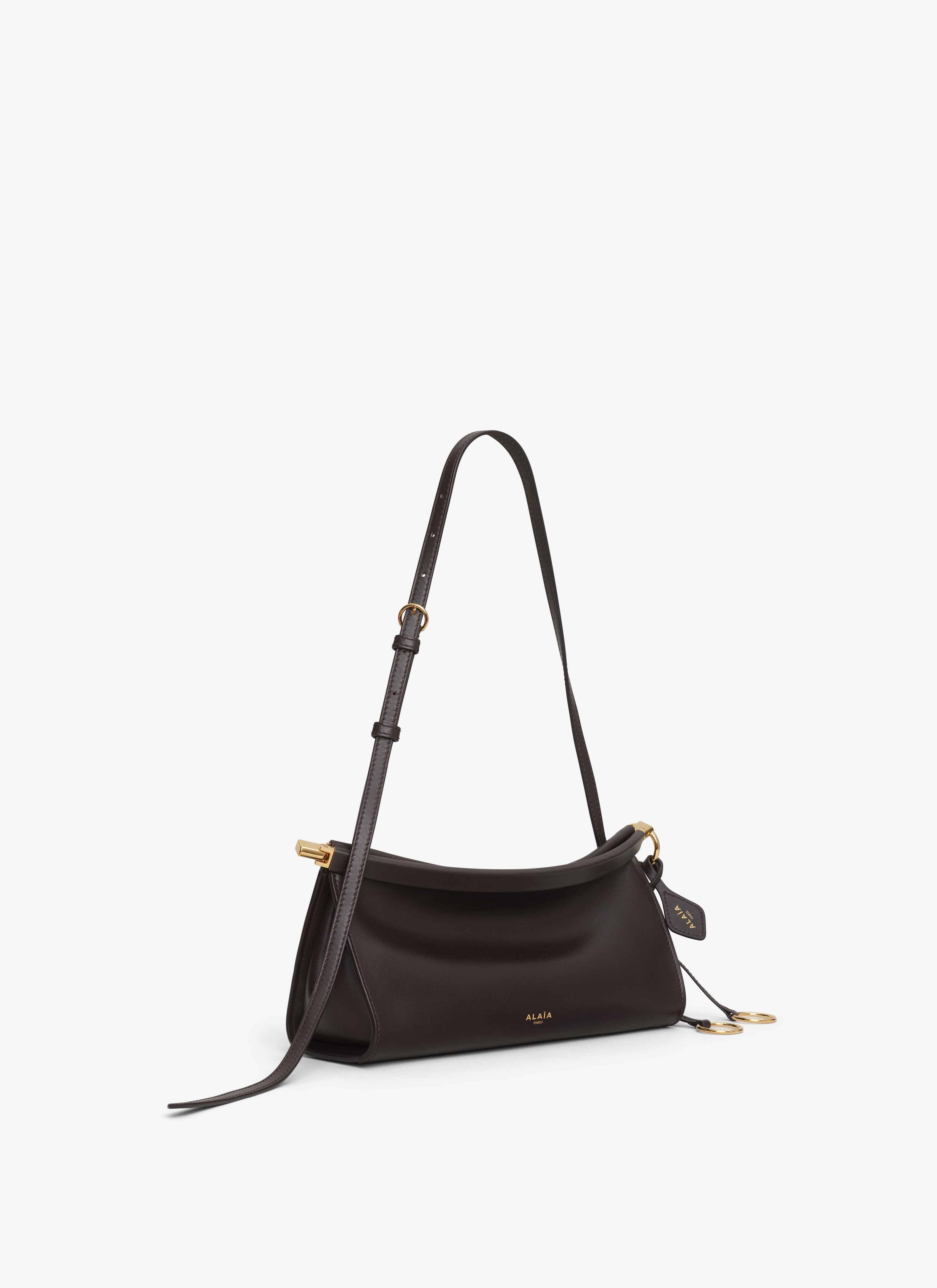 ALAÏA BORSA LE CLICK EAST WEST PICCOLA IN PELLE  MARRONE SCURO