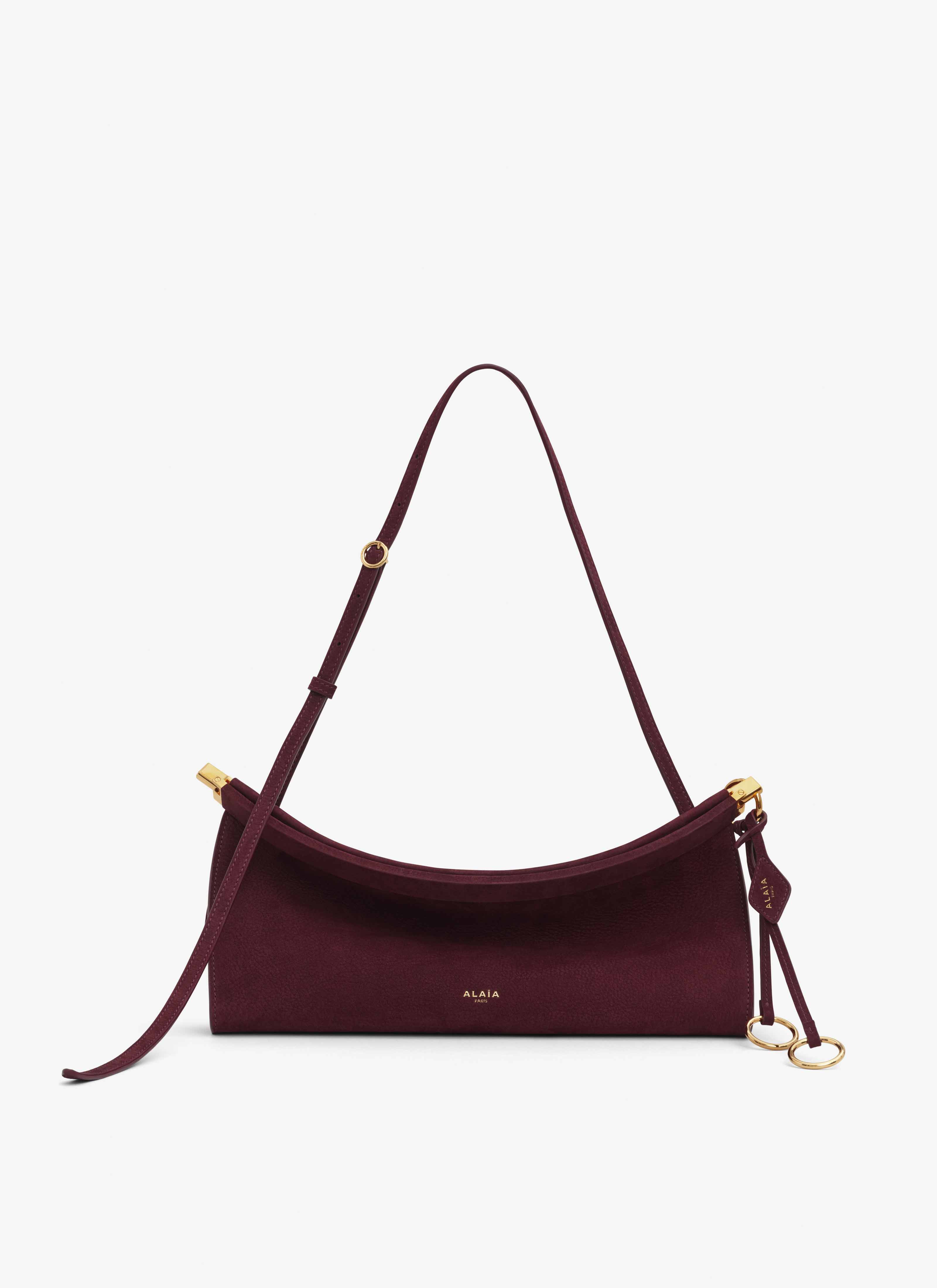 ALAÏA ROJO OSCURO BOLSO MEDIANO LE CLICK EAST WEST DE NOBUCK