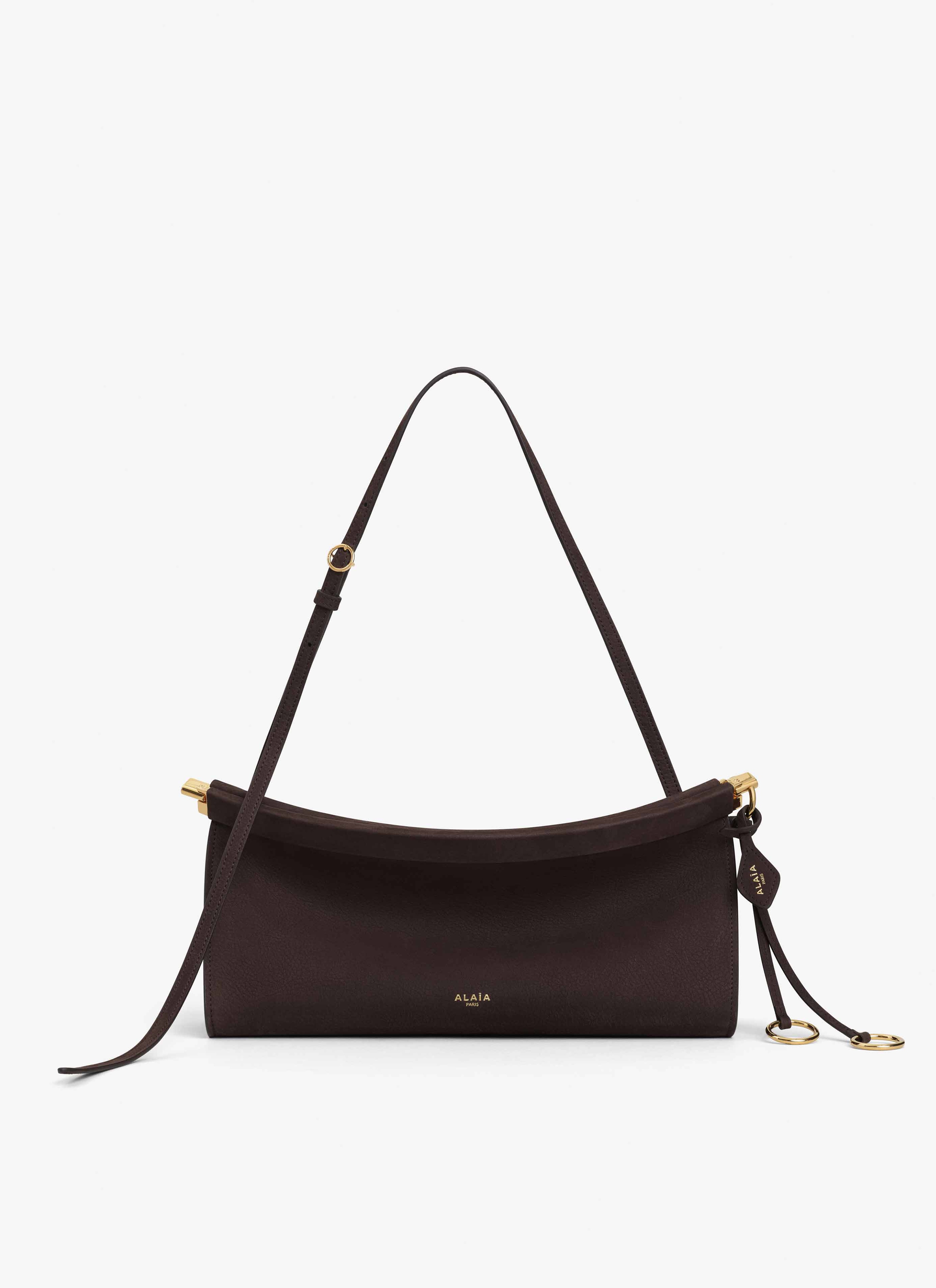ALAÏA BORSA LE CLICK EAST WEST MEDIA IN NABUK MARRONE SCURO