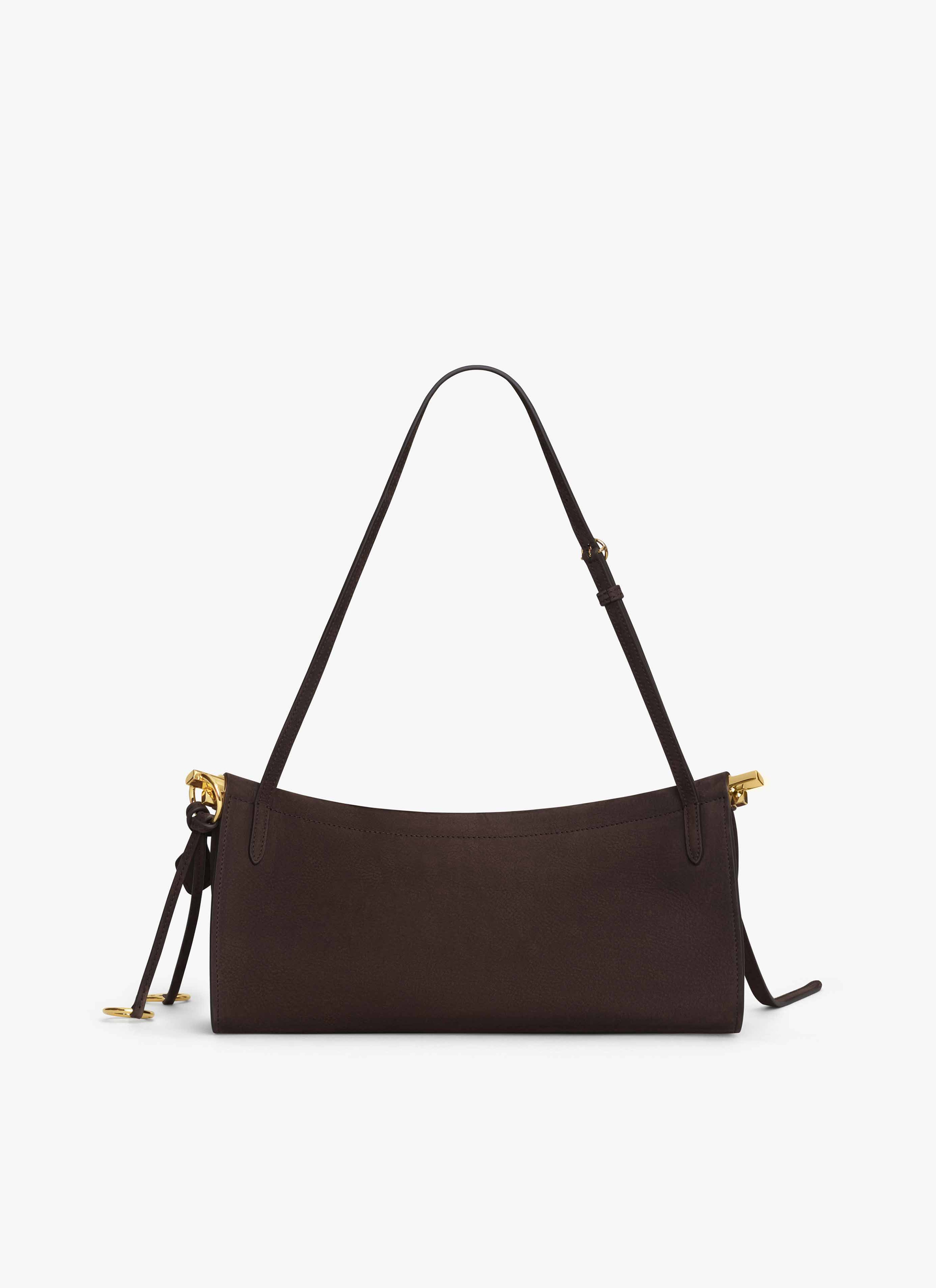 ALAÏA DARK BROWN LE CLICK EAST WEST MEDIUM BAG IN NUBUCK