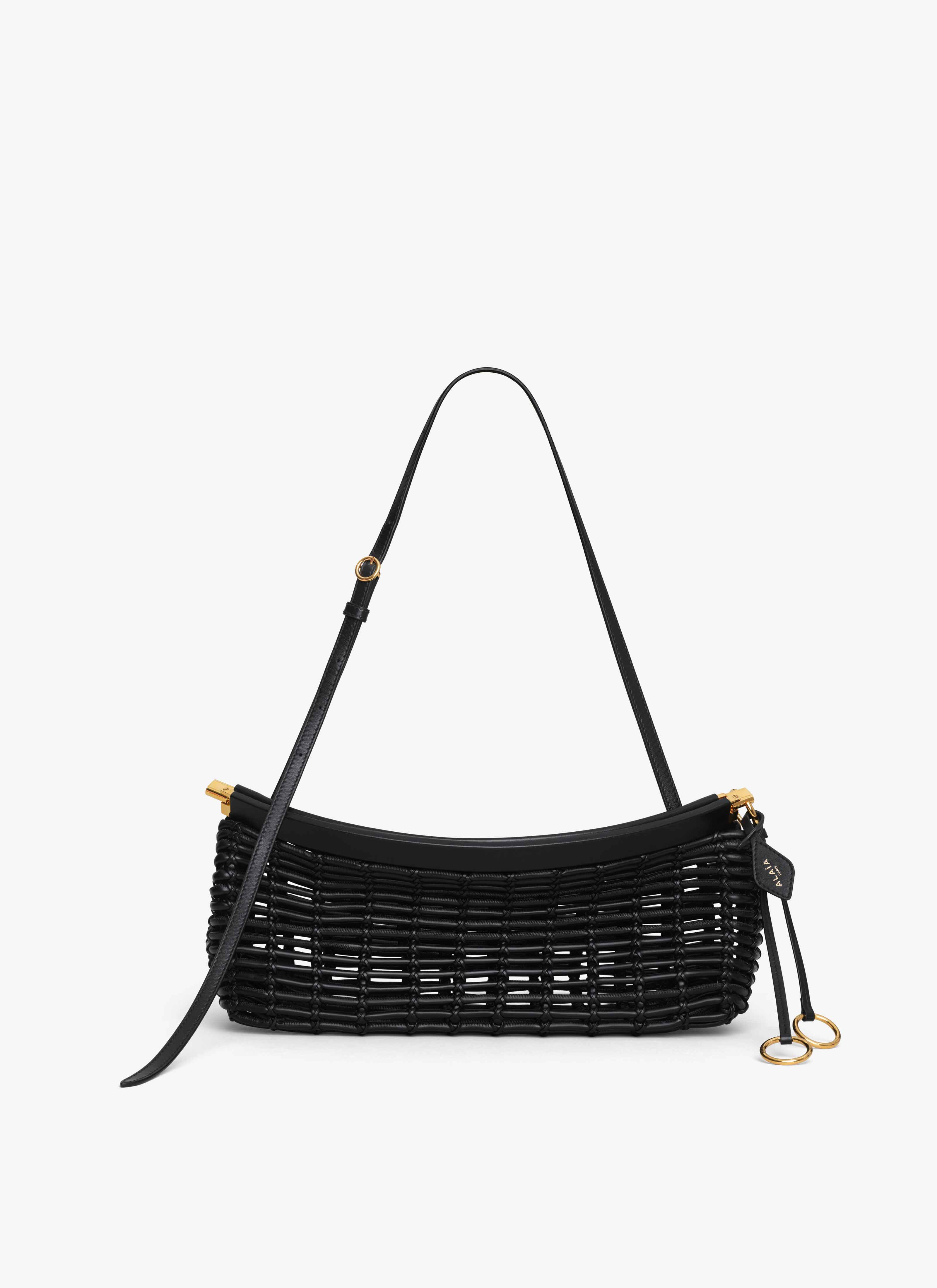 ALAÏA BLACK LE CLICK EAST WEST MEDIUM BAG IN BRAIDED CALFSKIN