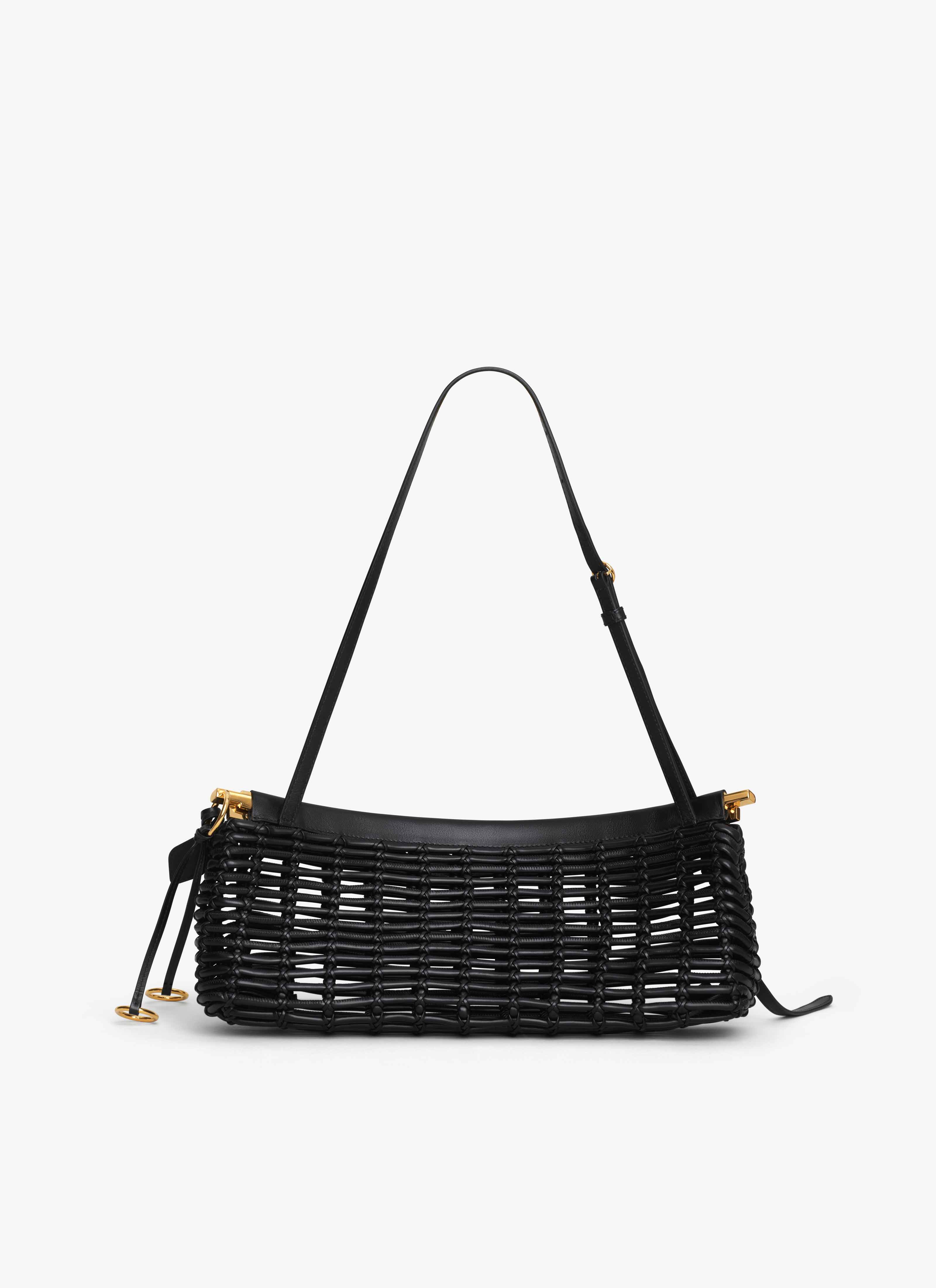 ALAÏA BLACK LE CLICK EAST WEST MEDIUM BAG IN BRAIDED CALFSKIN