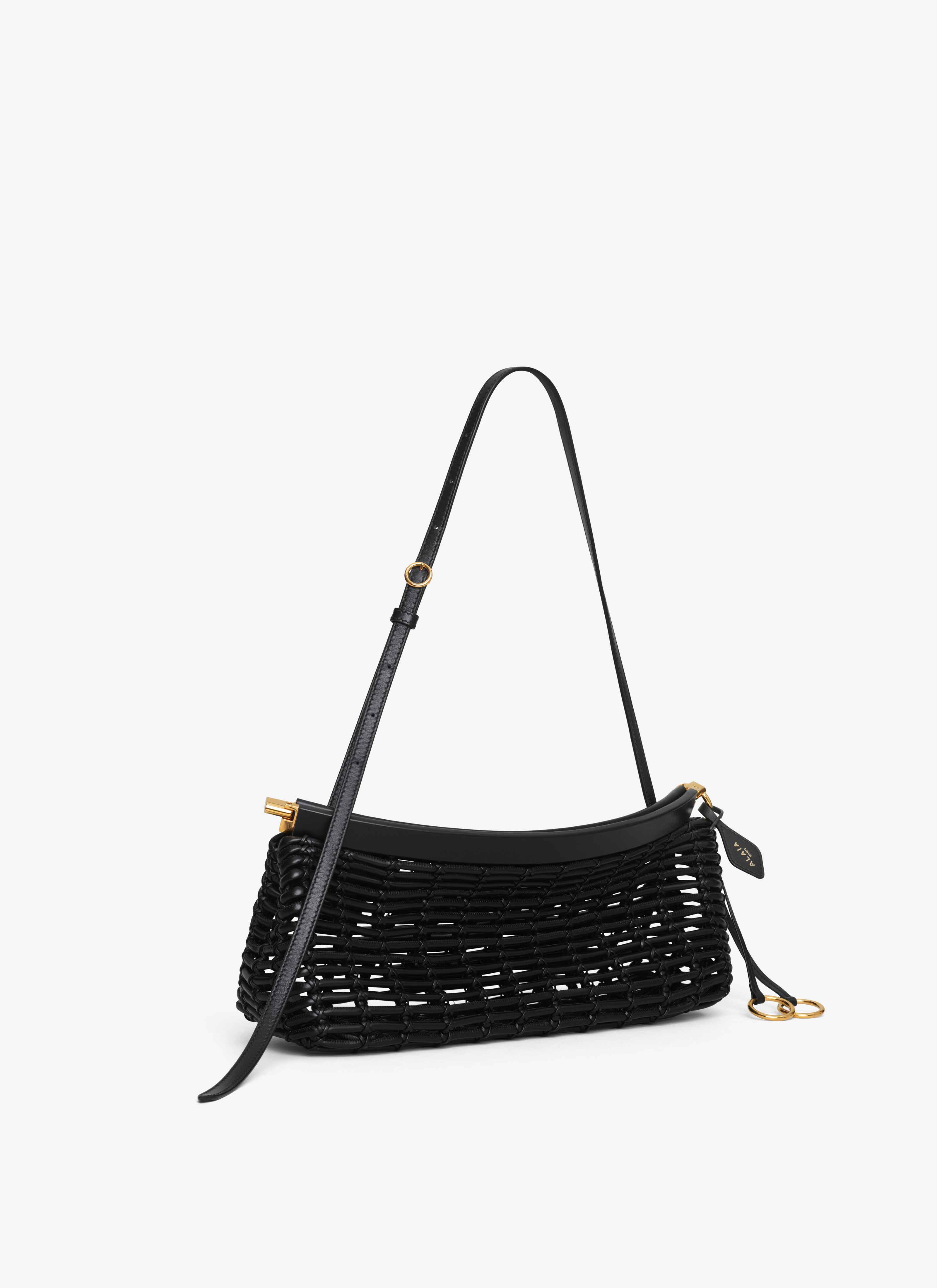 ALAÏA BLACK LE CLICK EAST WEST MEDIUM BAG IN BRAIDED CALFSKIN