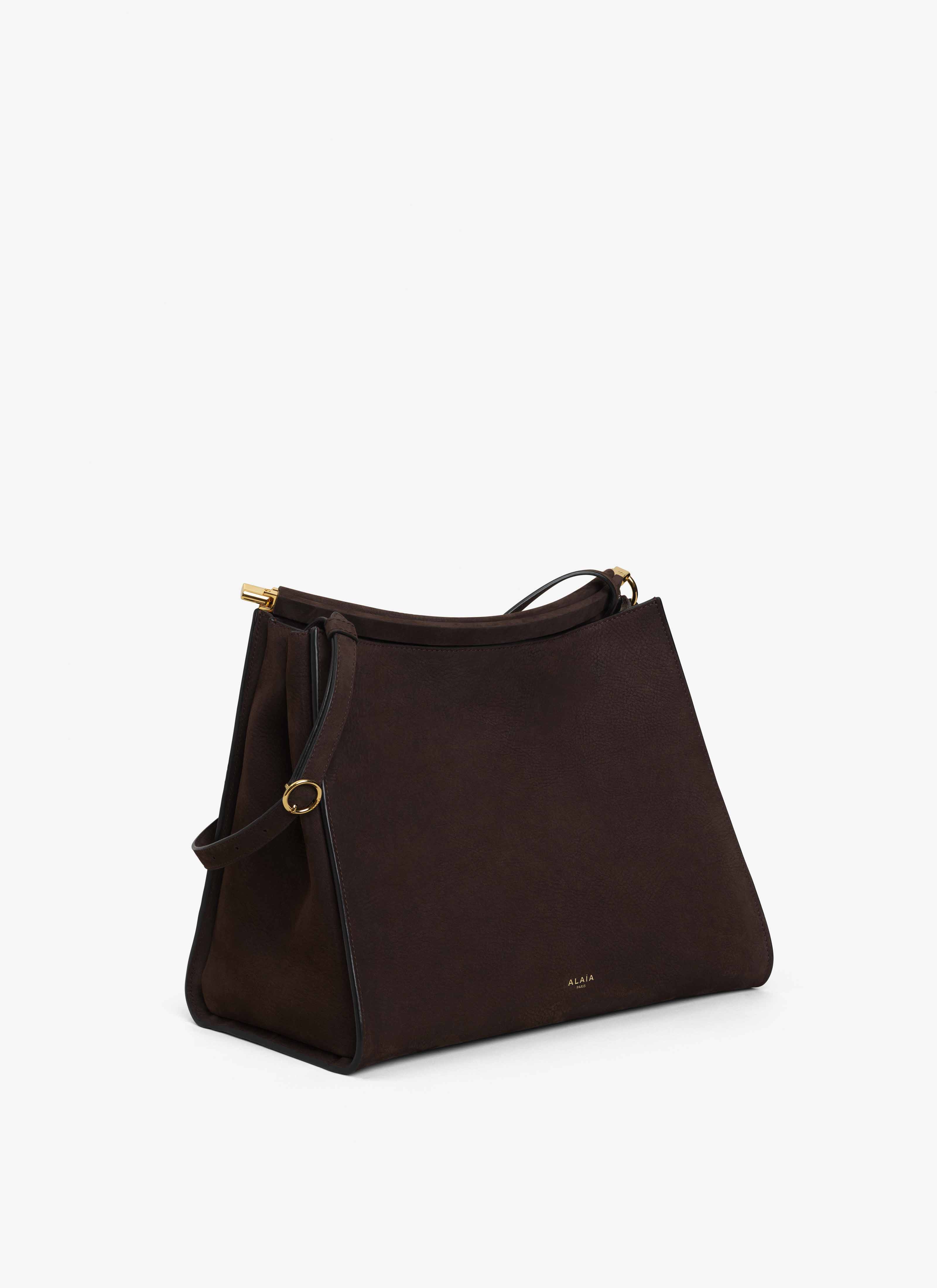 ALAÏA BORSA LE CLICK MEDIA QUADRATA IN NABUK MARRONE SCURO
