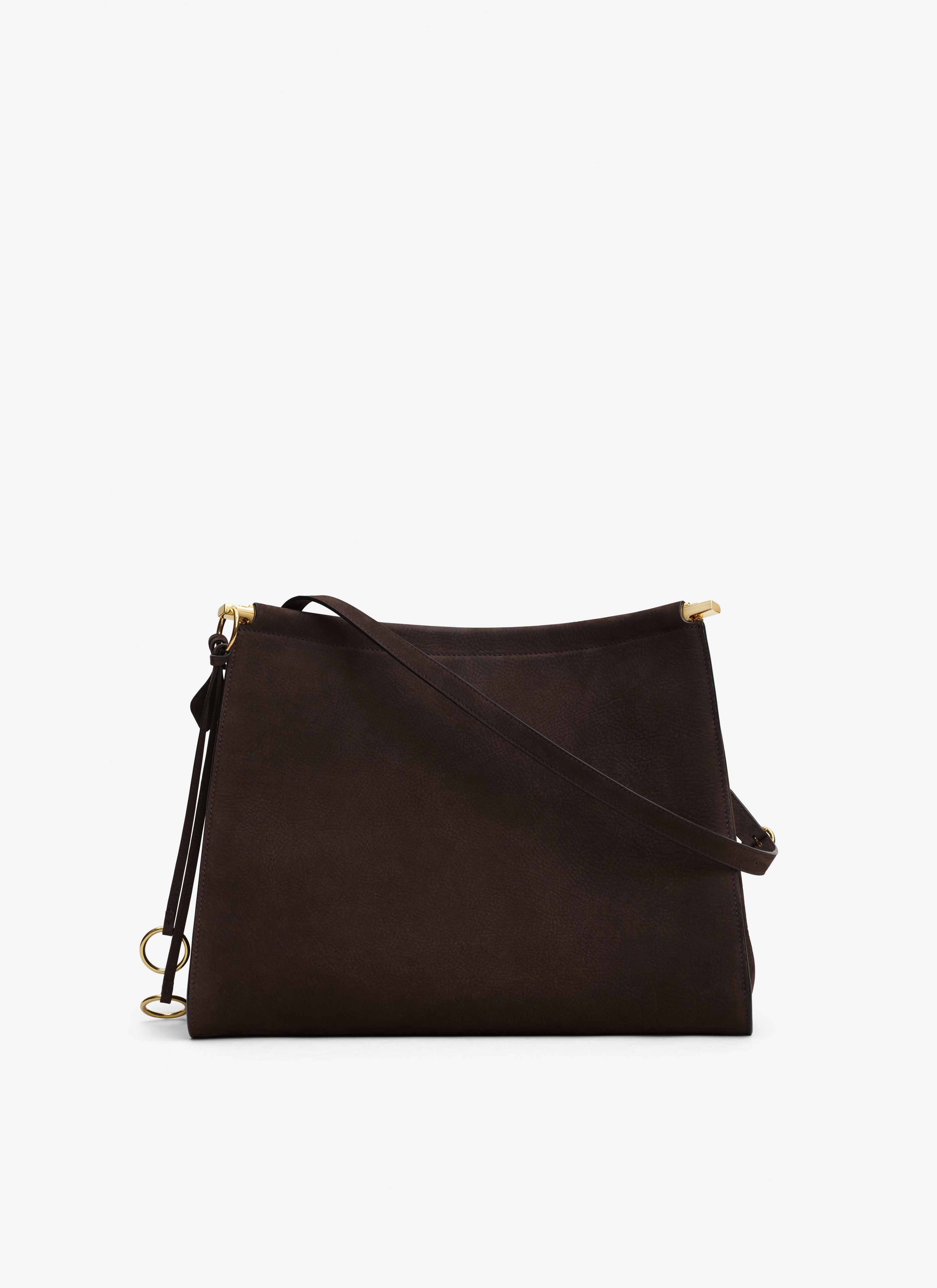 ALAÏA DARK BROWN LE CLICK MEDIUM SQUARE BAG IN NUBUCK