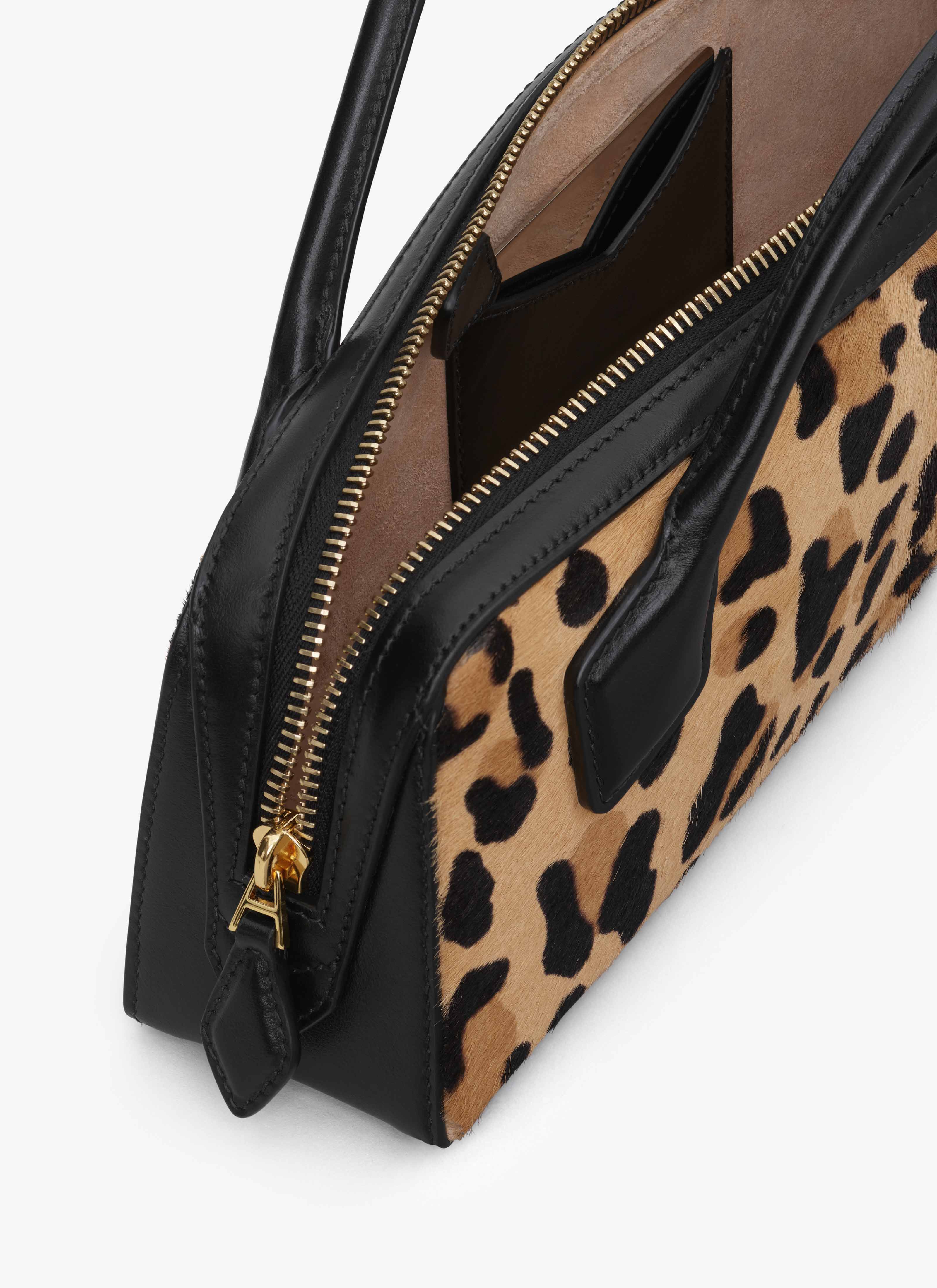ALAÏA BROWN LE TECKEL CLUTCH IN LEOPARD HAIRCALF