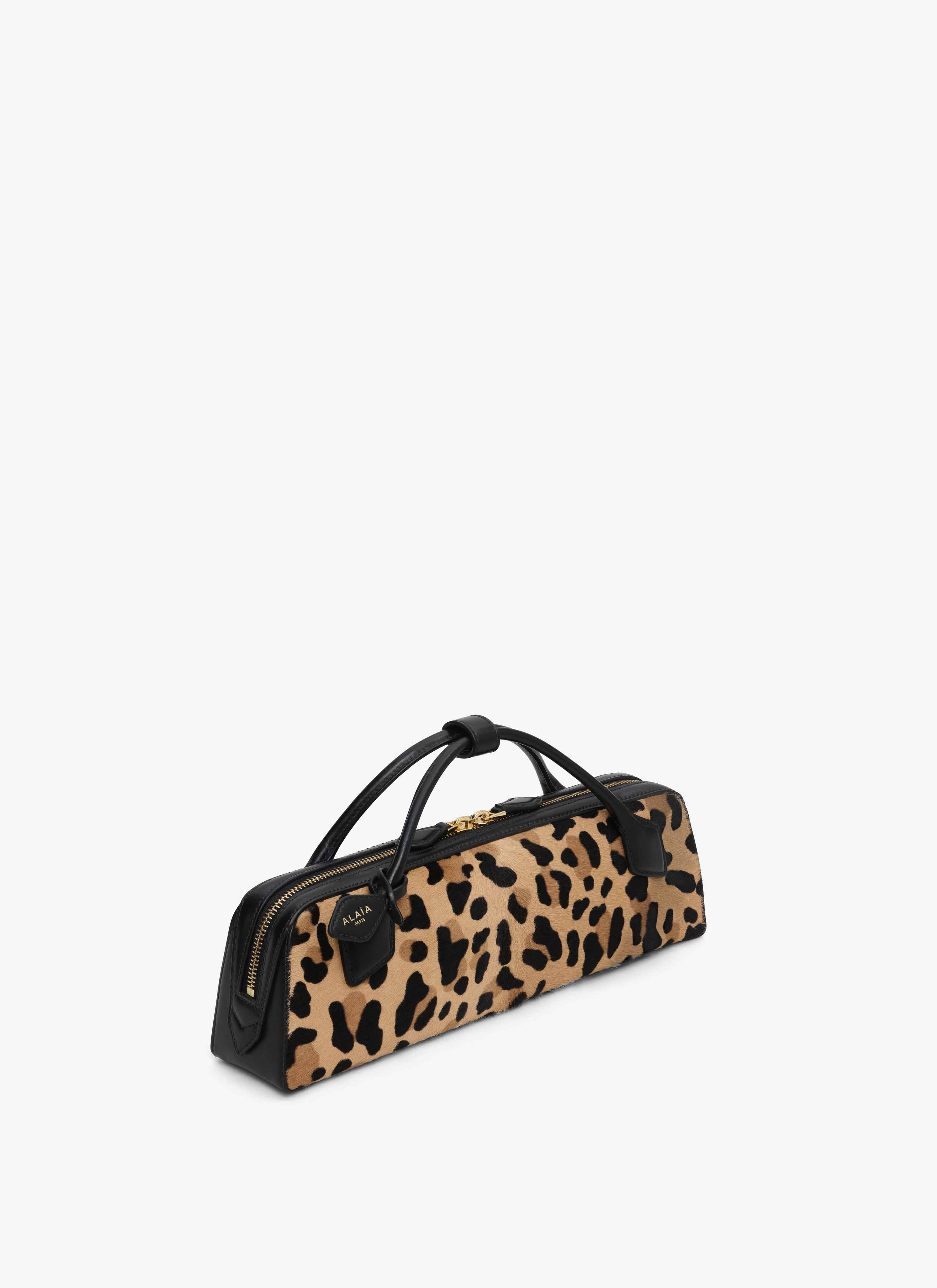 ALAÏA BROWN LE TECKEL CLUTCH IN LEOPARD HAIRCALF