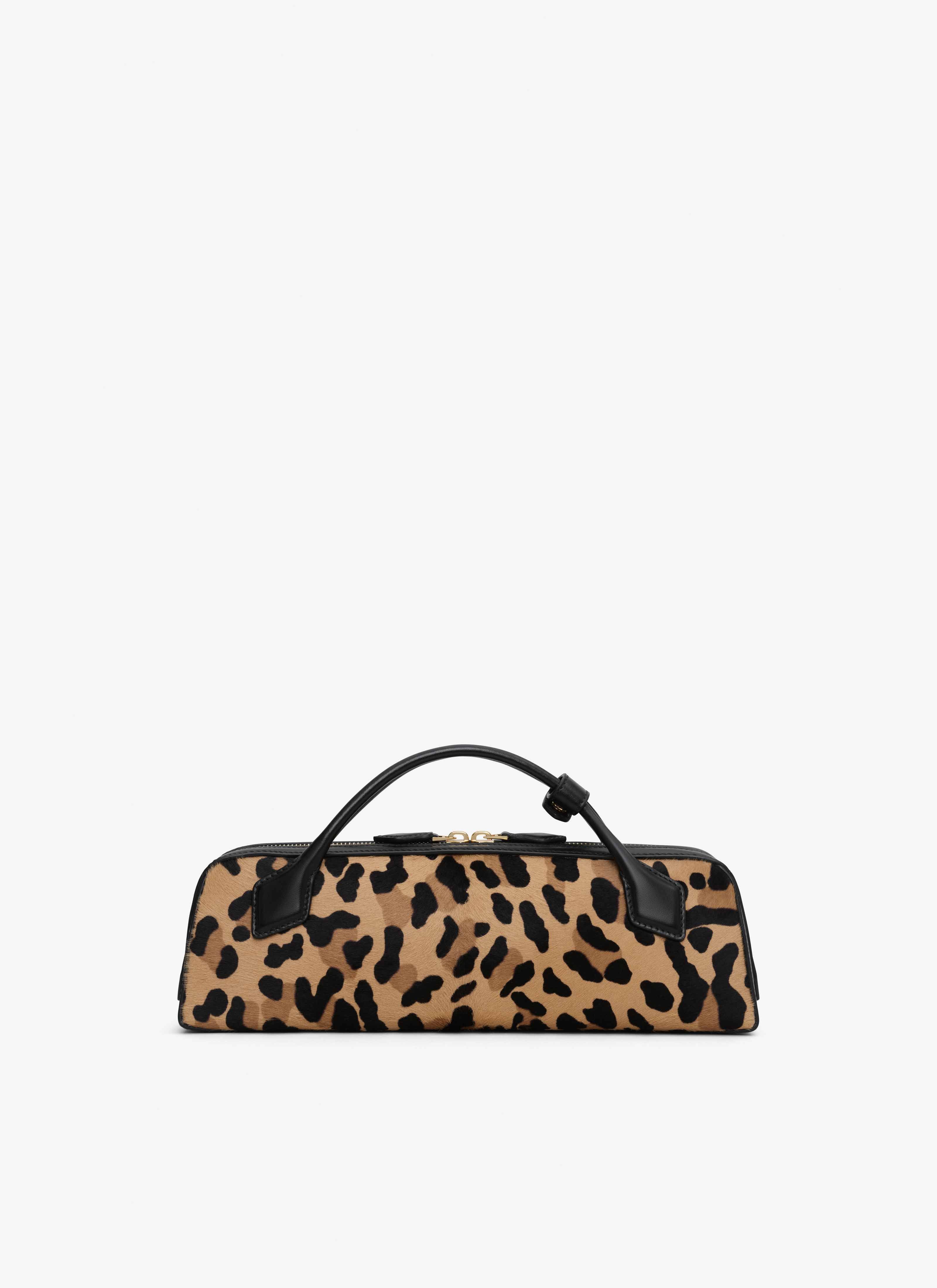 ALAÏA BROWN LE TECKEL CLUTCH IN LEOPARD HAIRCALF