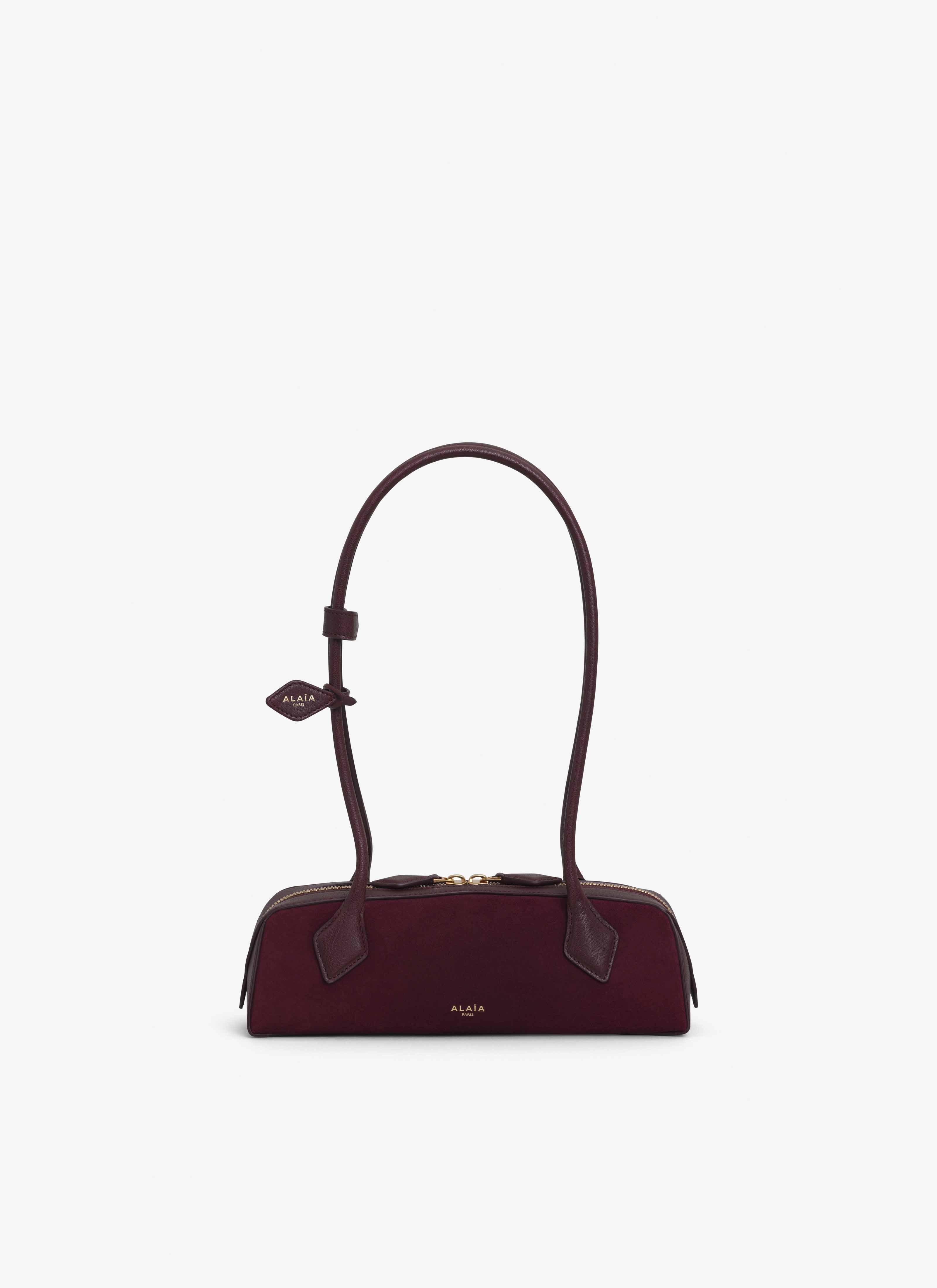 ALAÏA DARK RED LE TECKEL SMALL BI-MATERIAL BAG IN LEATHER