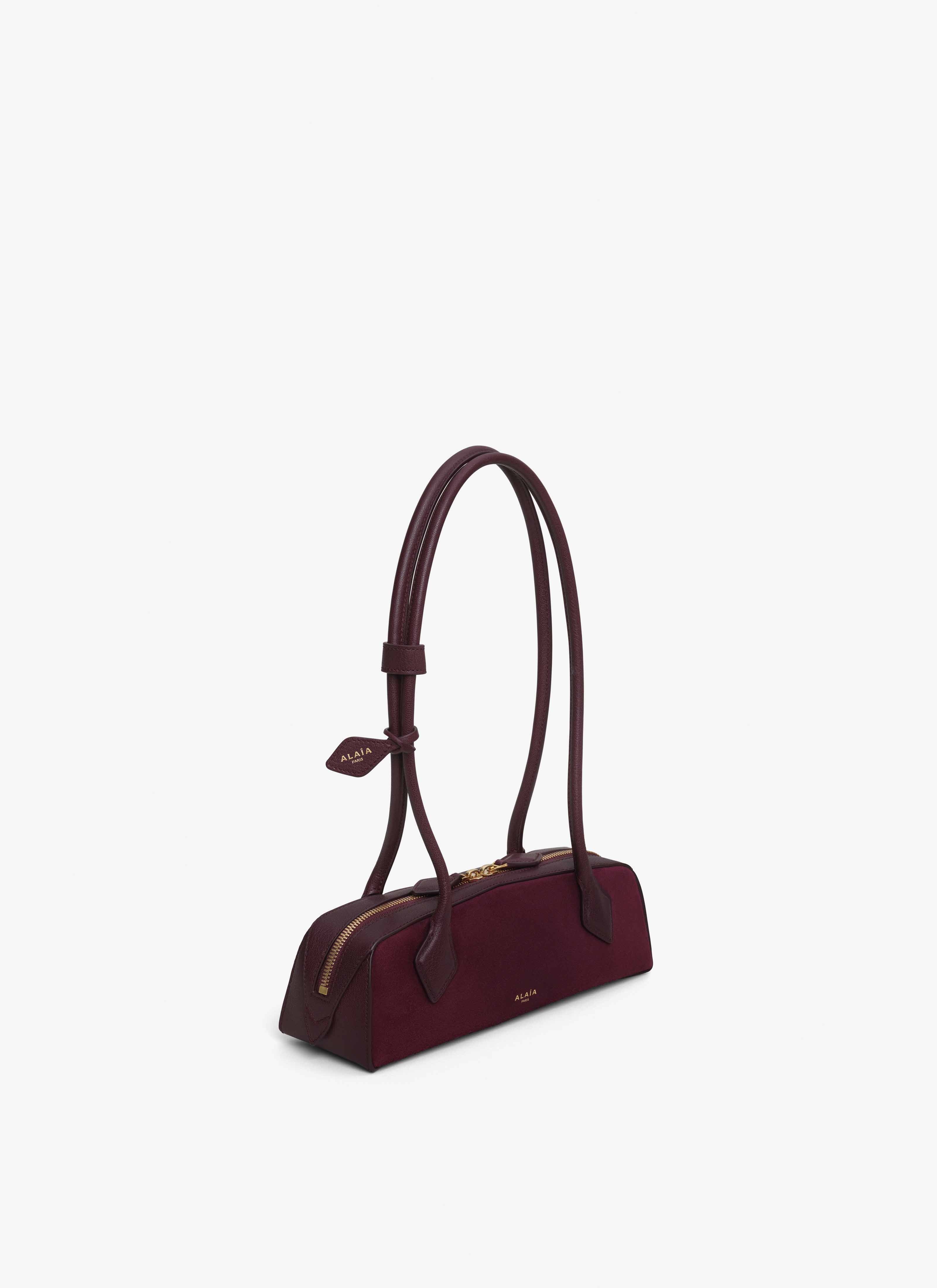 ALAÏA SAC LE TECKEL SMALL BI-MATIERE EN CUIR ROUGE FONCÉ