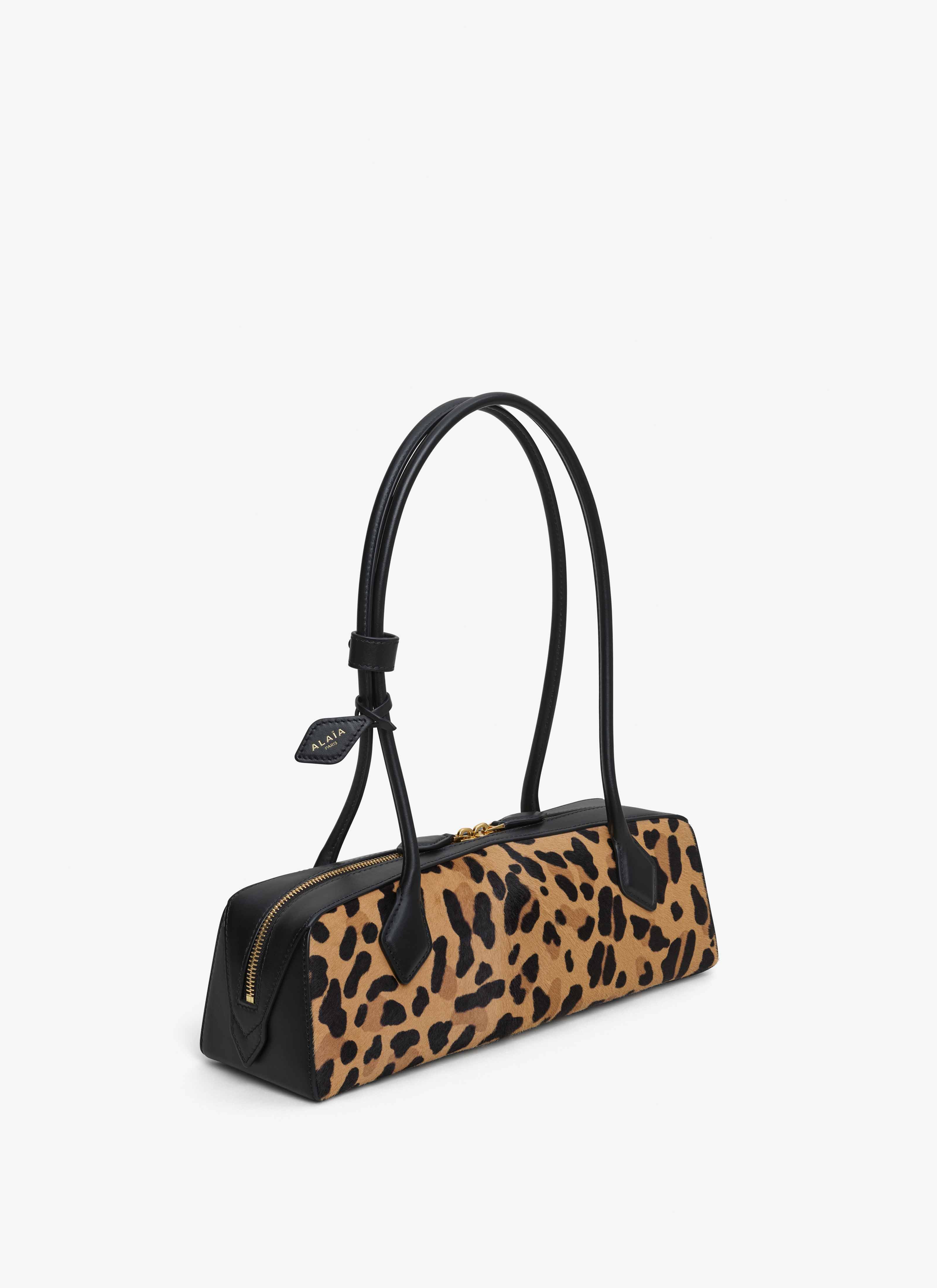 ALAÏA BROWN LE TECKEL MEDIUM BAG IN LEOPARD HAIRCALF