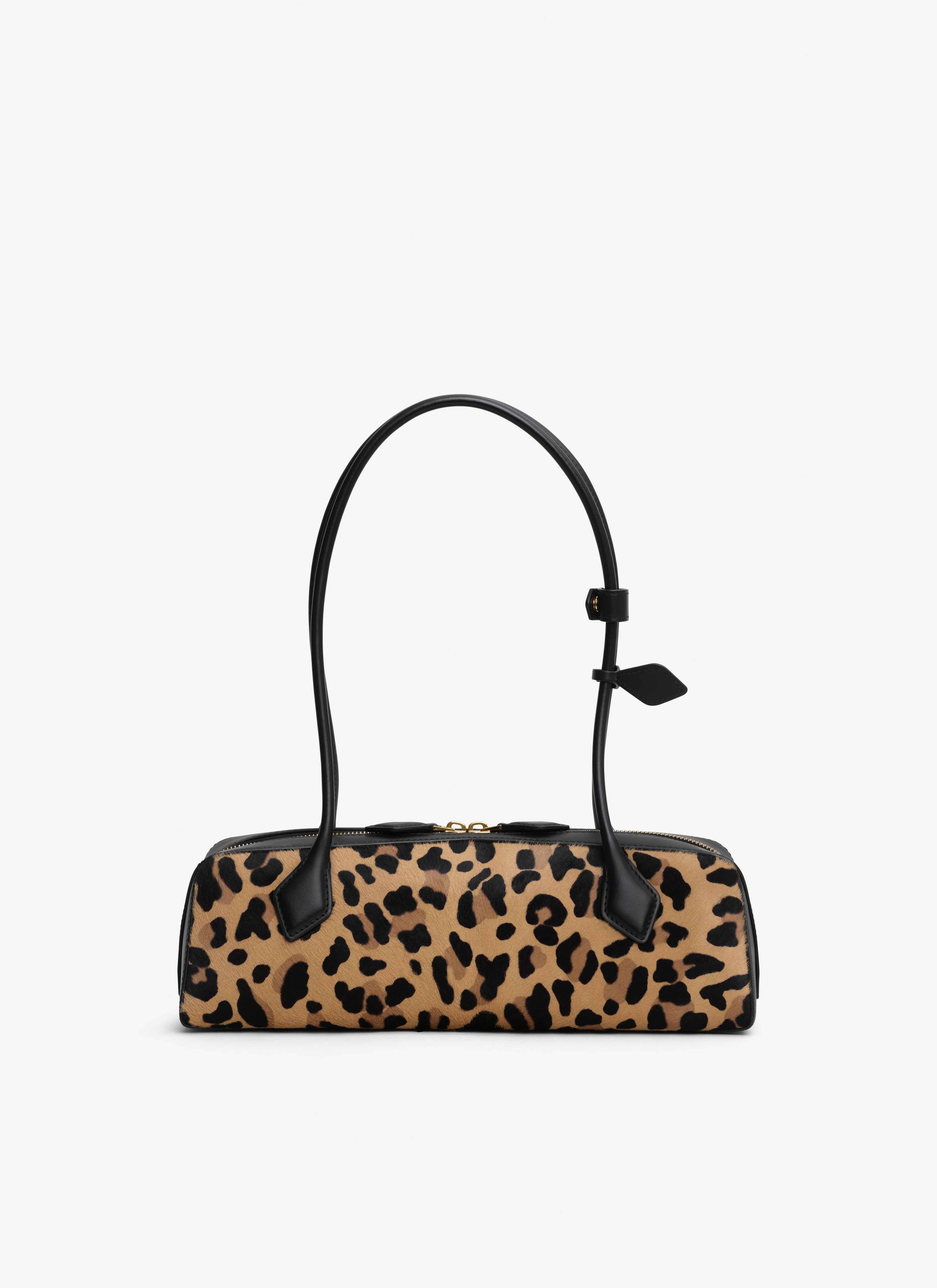 ALAÏA MARRÓN BOLSO LE TECKEL MEDIANO DE PIEL PONY LEOPARDO