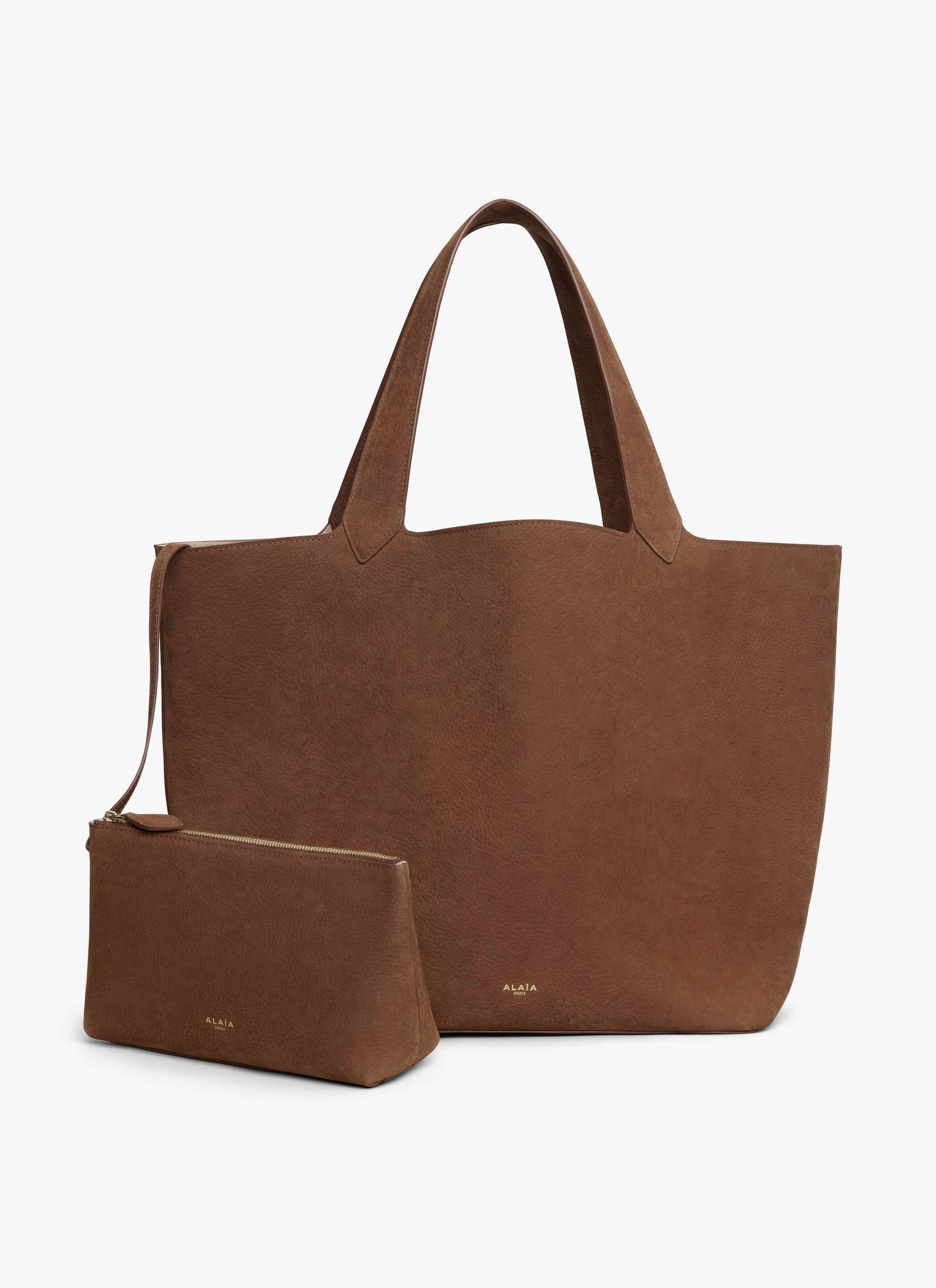 ALAÏA UMBER LE CABAS BAG IN NUBUCK