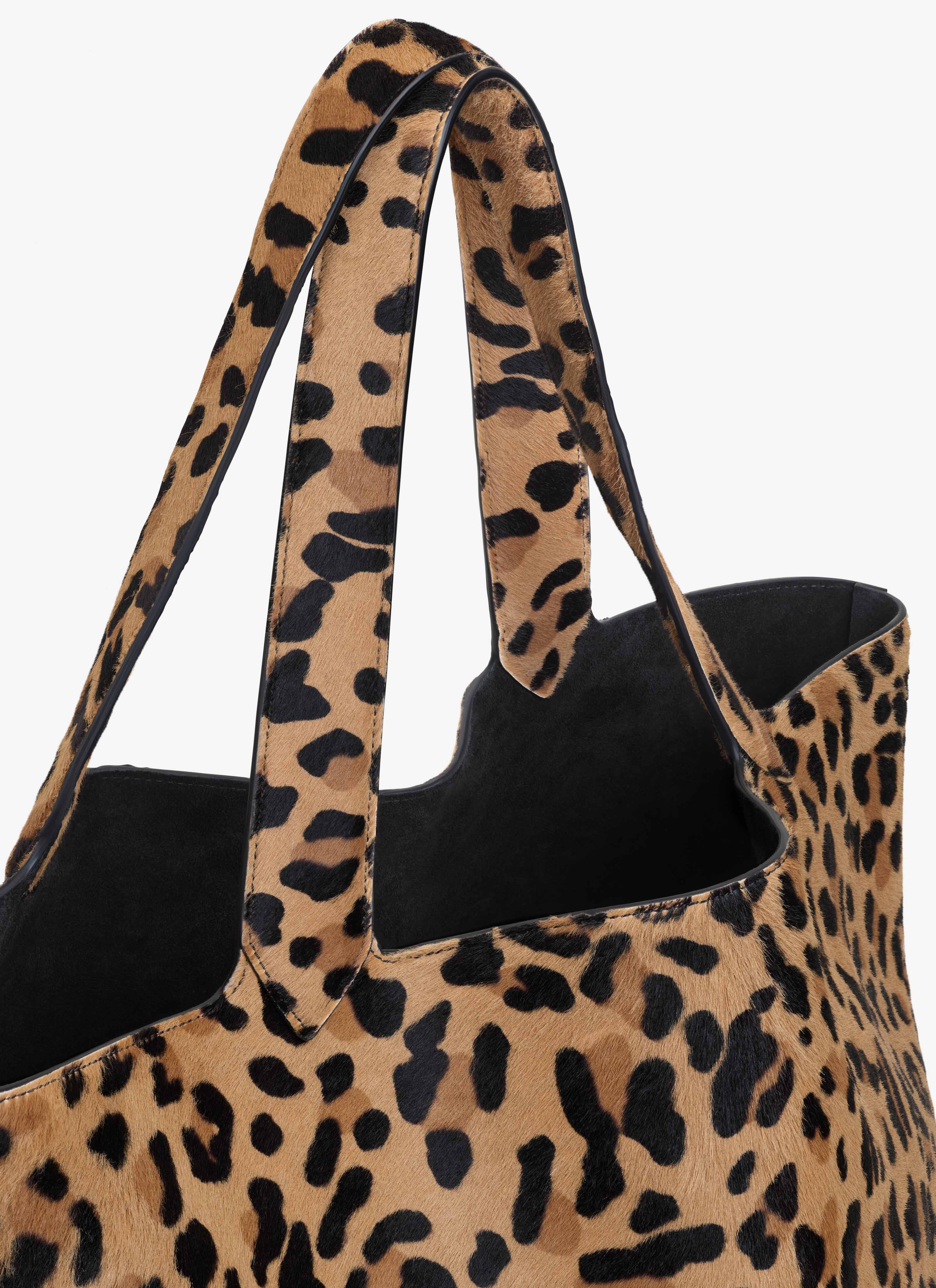 ALAÏA BROWN LE CABAS BAG IN LEOPARD HAIRCALF