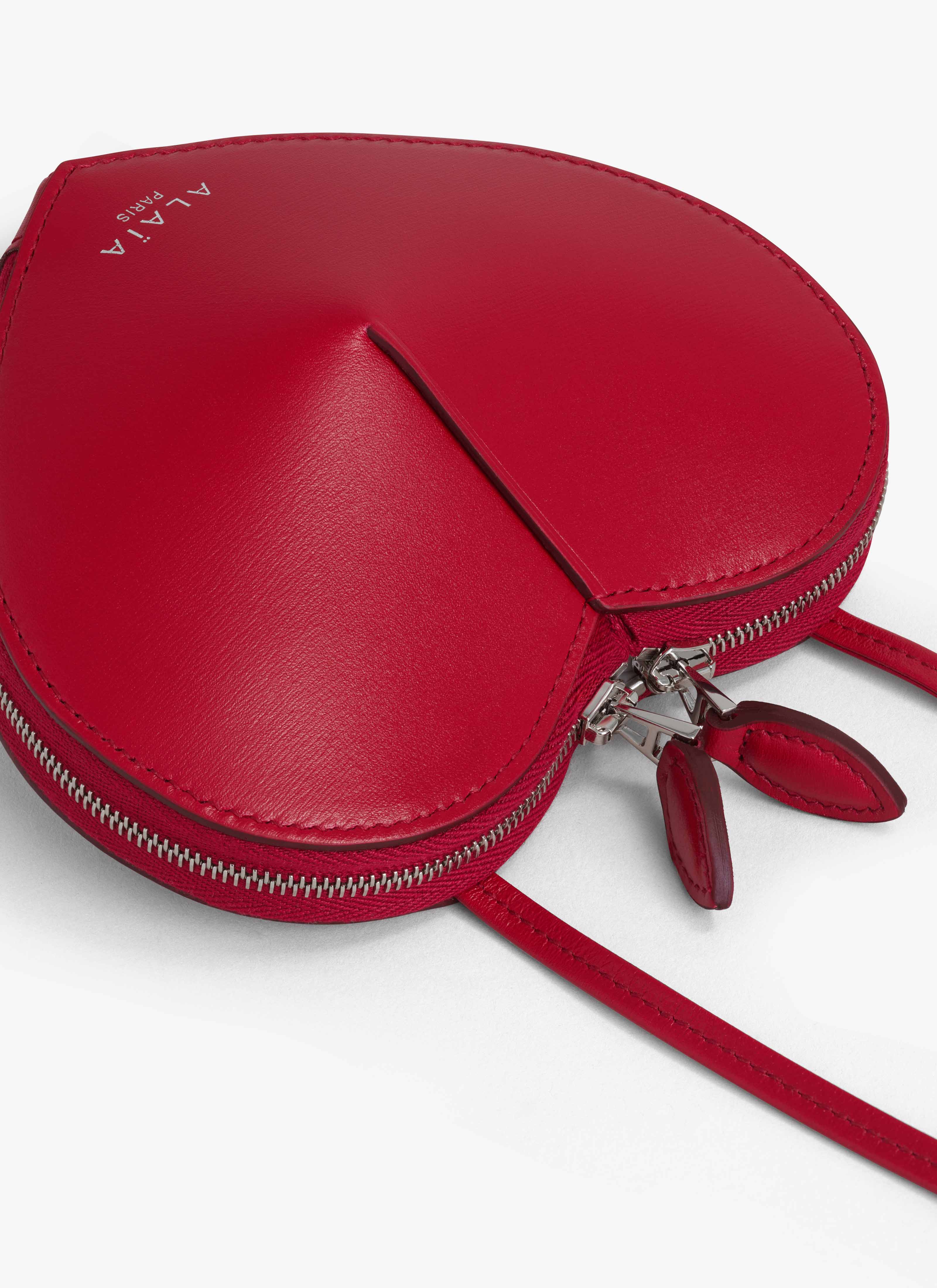 ALAÏA LACQUER RED LE CŒUR SMALL BAG IN CALFSKIN