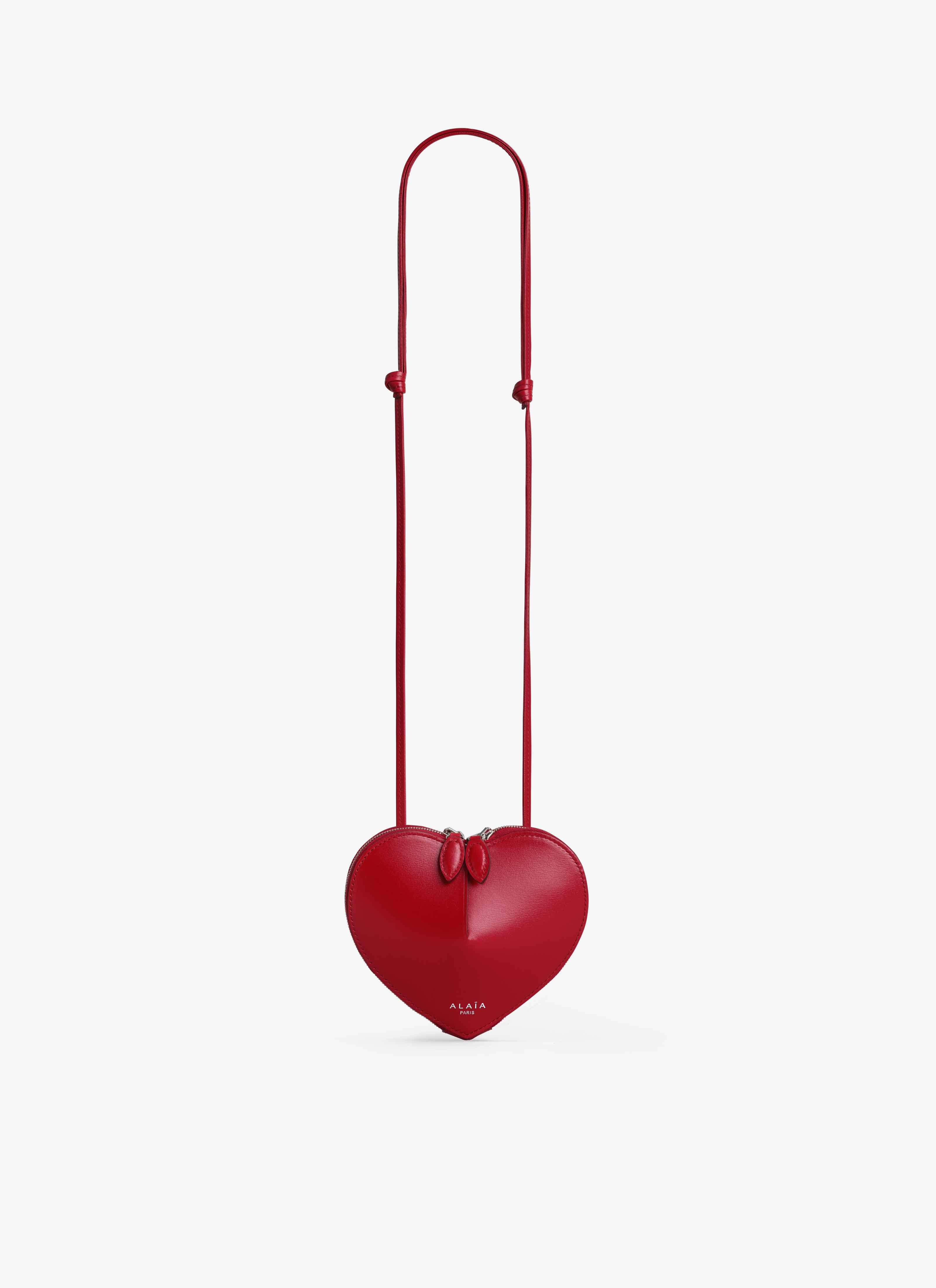 ALAÏA LACQUER RED LE CŒUR SMALL BAG IN CALFSKIN