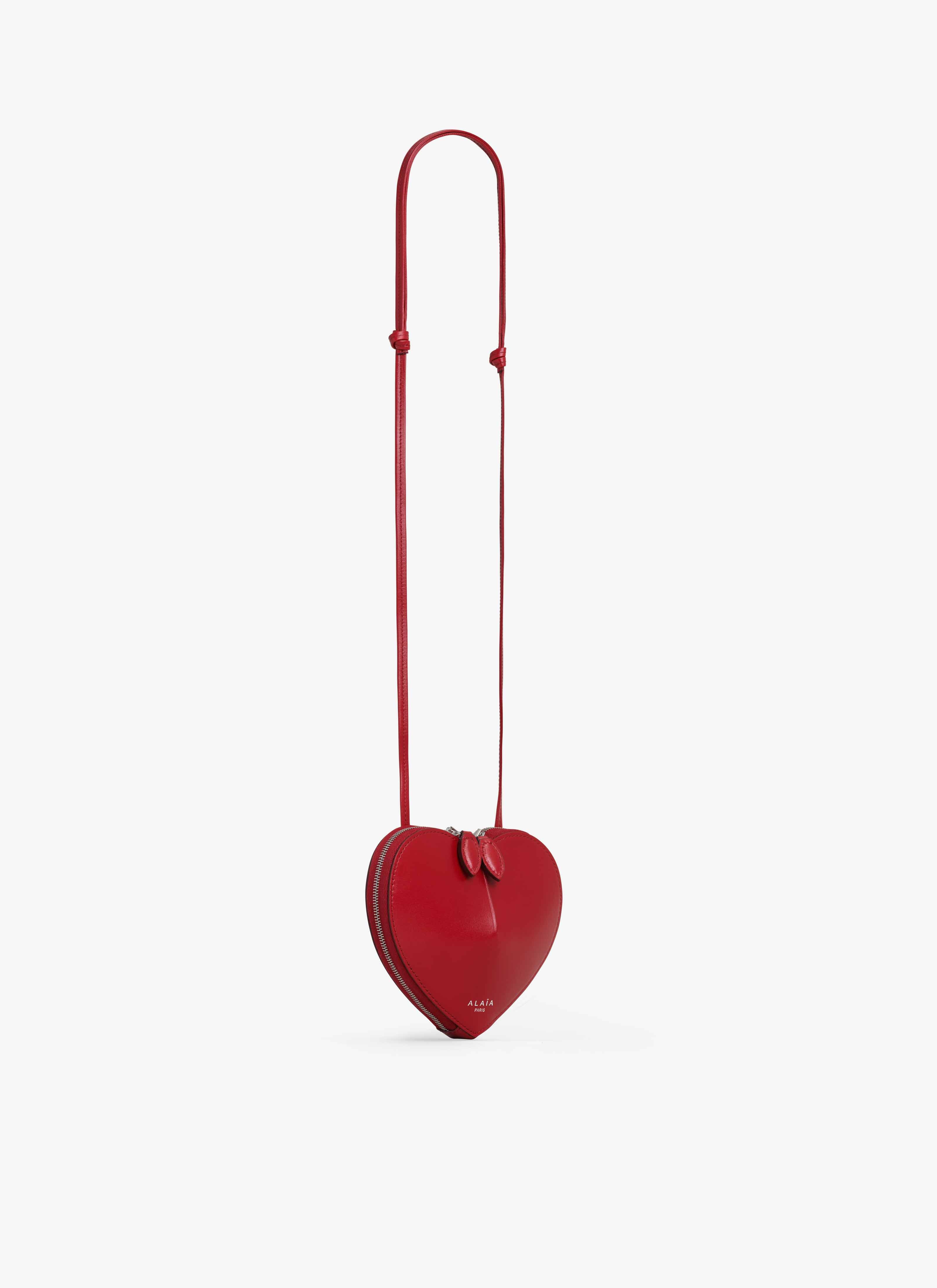 ALAÏA LACQUER RED LE CŒUR SMALL BAG IN CALFSKIN