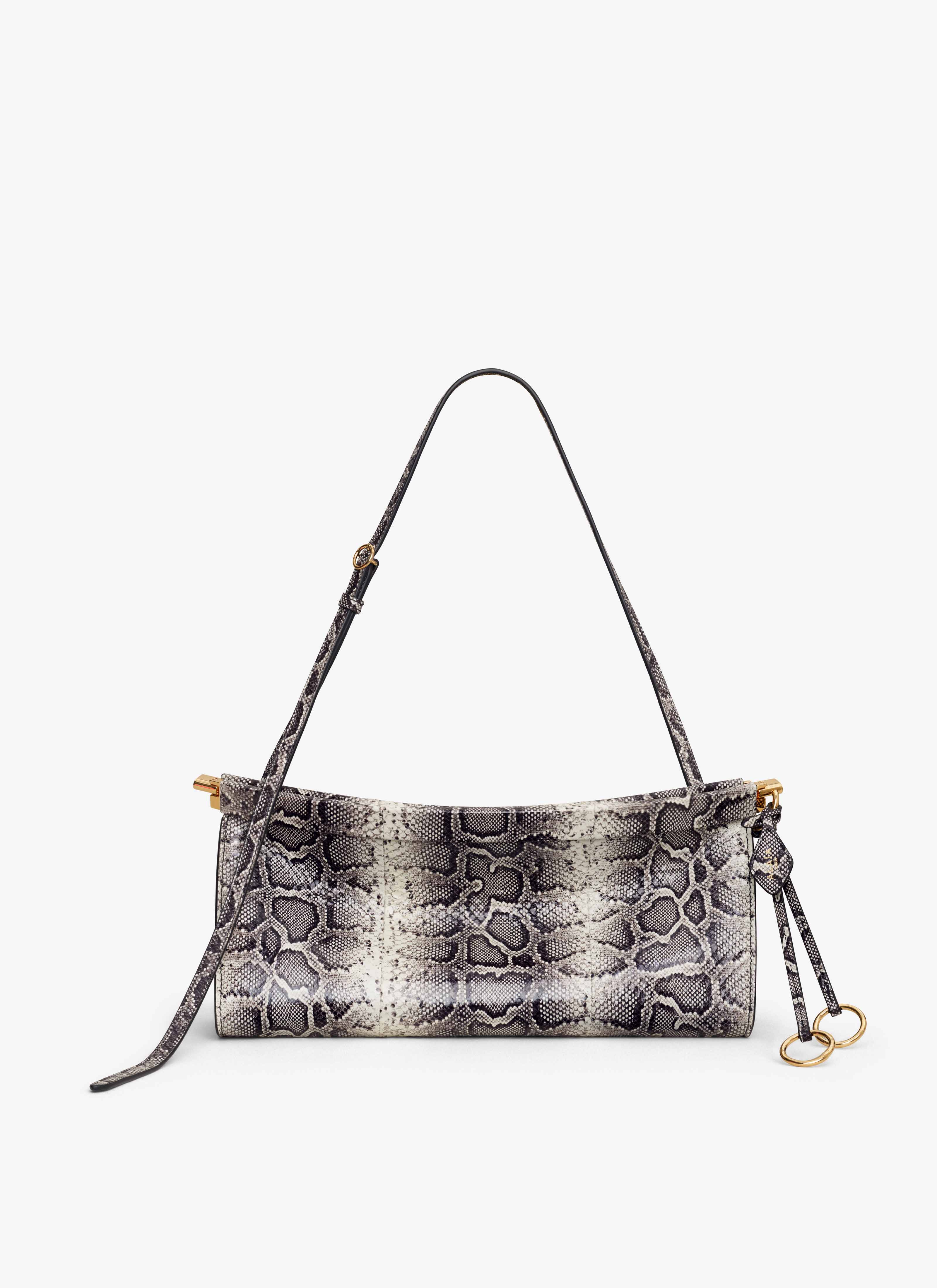 ALAÏA WHITE/BLACK LE CLICK EAST WEST MEDIUM BAG IN AYERS LEATHER