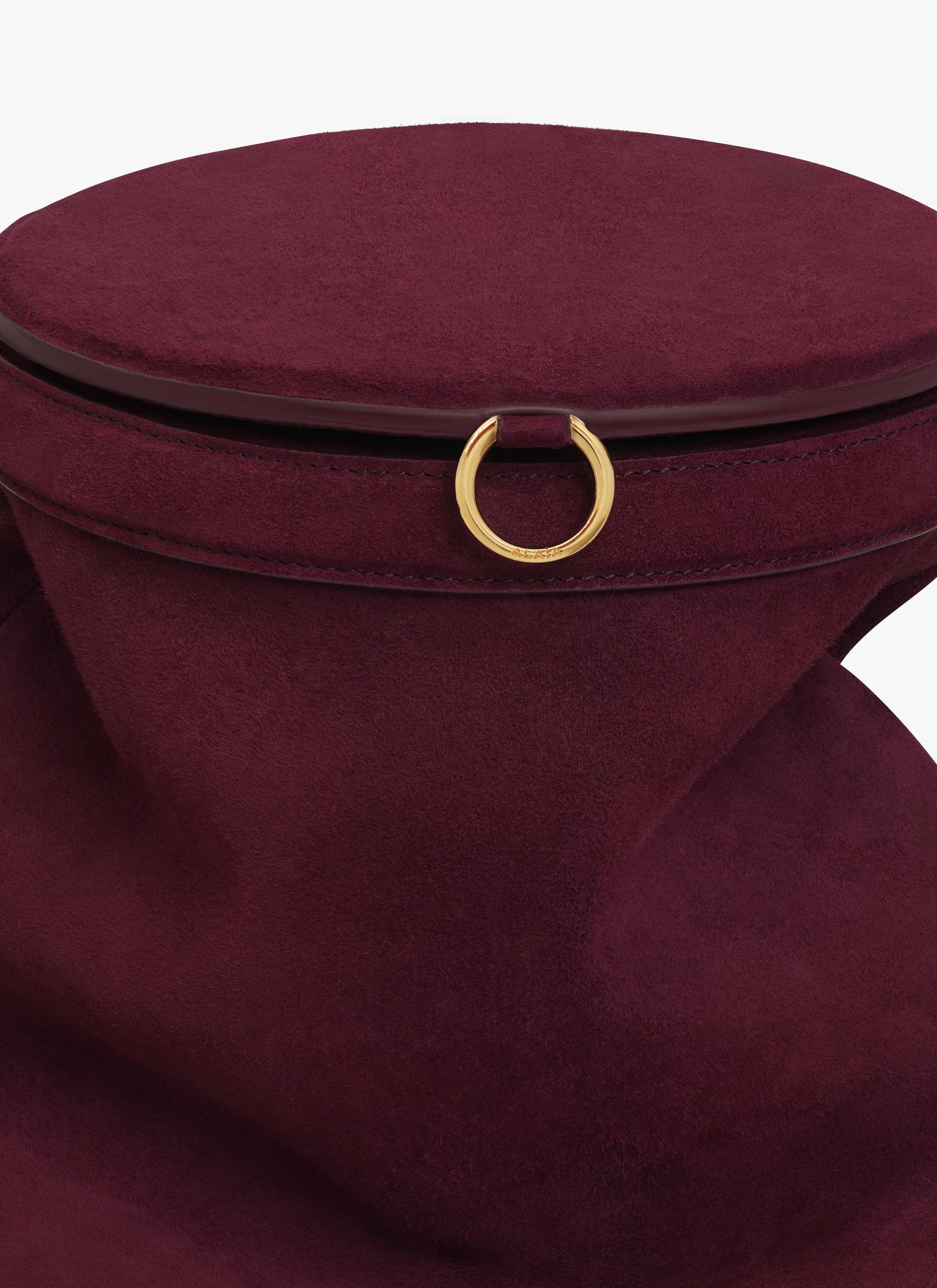 ALAÏA GARNET RED LA CANETTE MEDIUM BAG IN SUEDE GOATSKIN