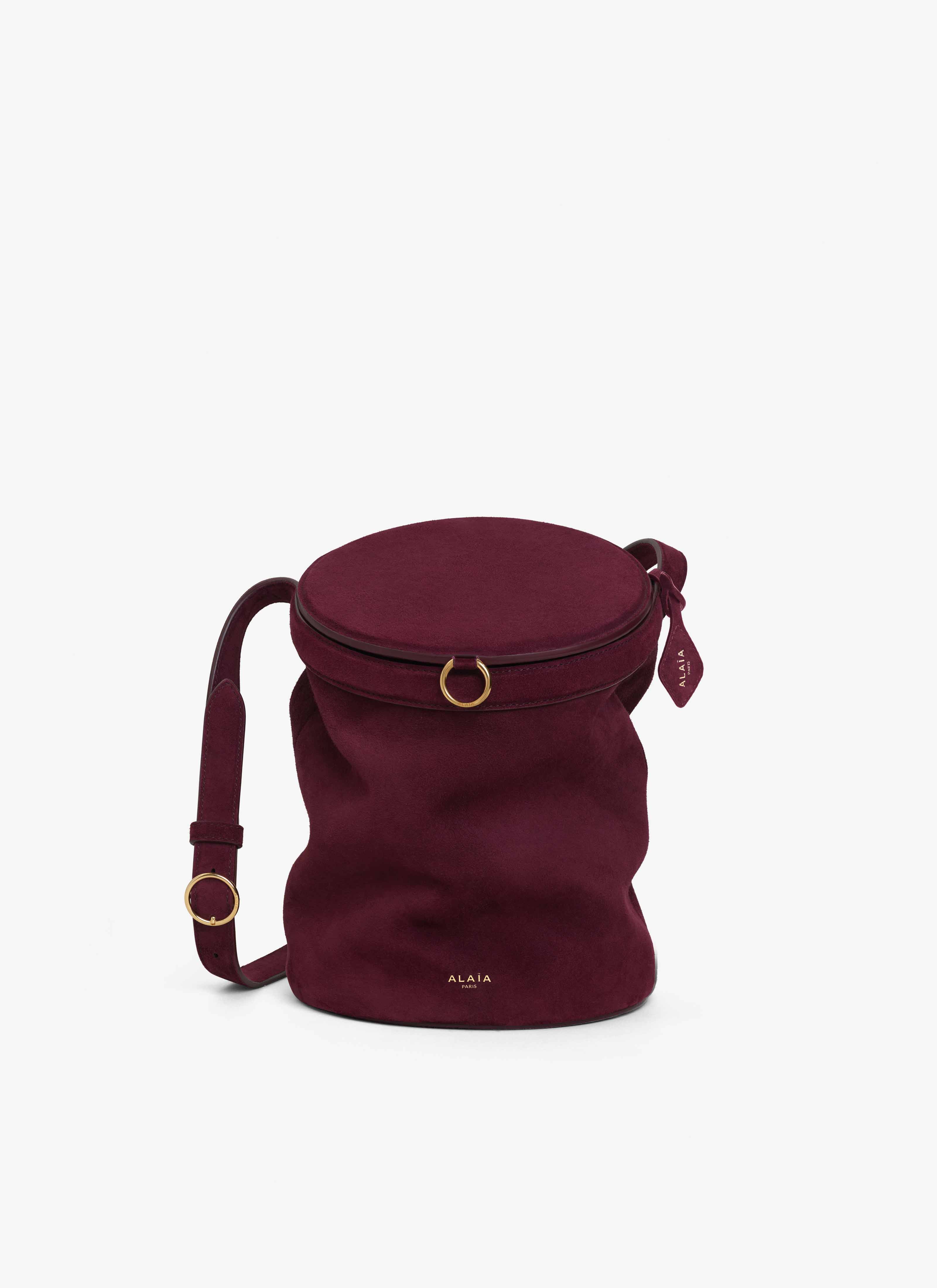 ALAÏA GARNET RED LA CANETTE MEDIUM BAG IN SUEDE GOATSKIN
