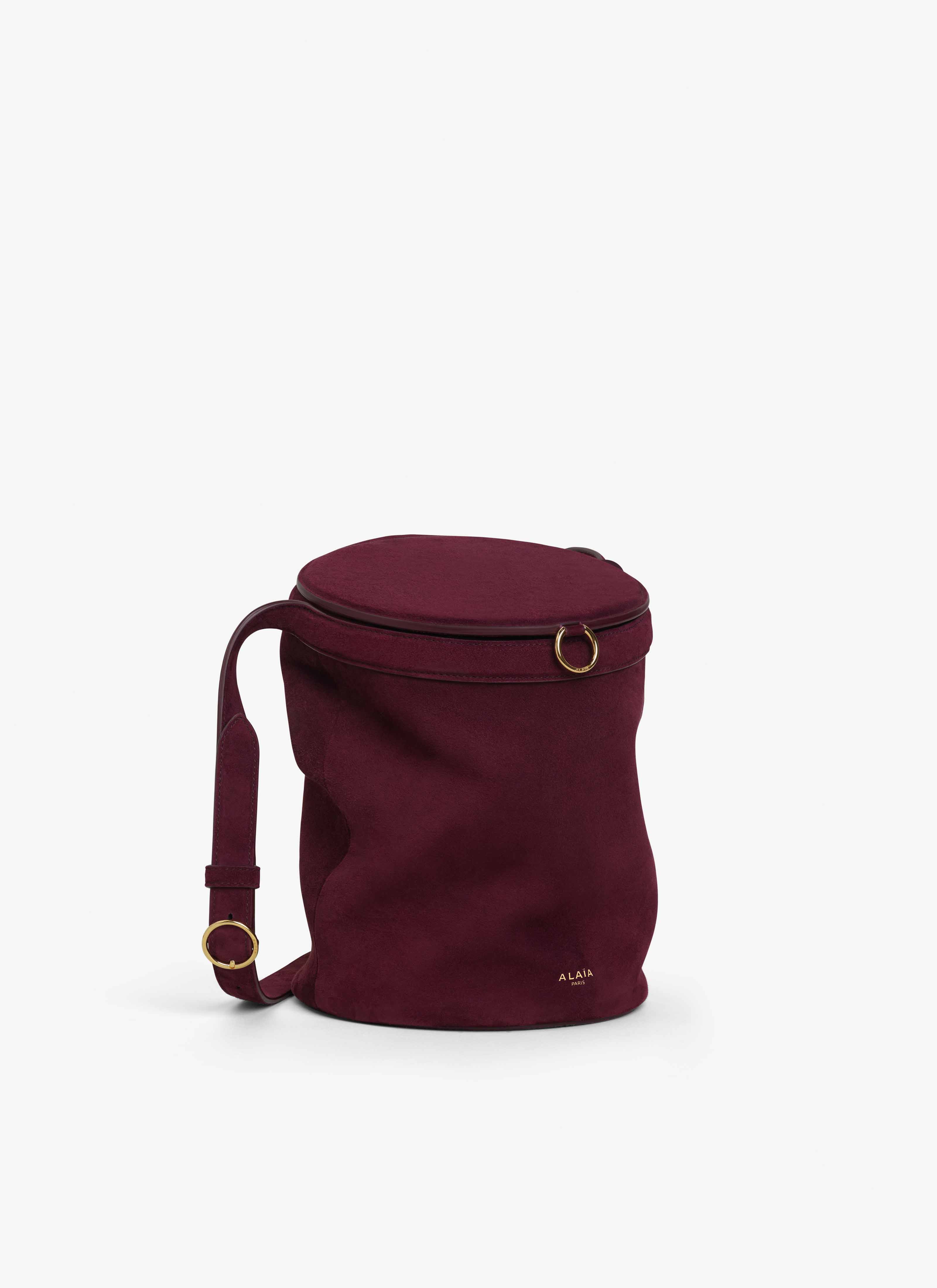 ALAÏA GARNET RED LA CANETTE MEDIUM BAG IN SUEDE GOATSKIN