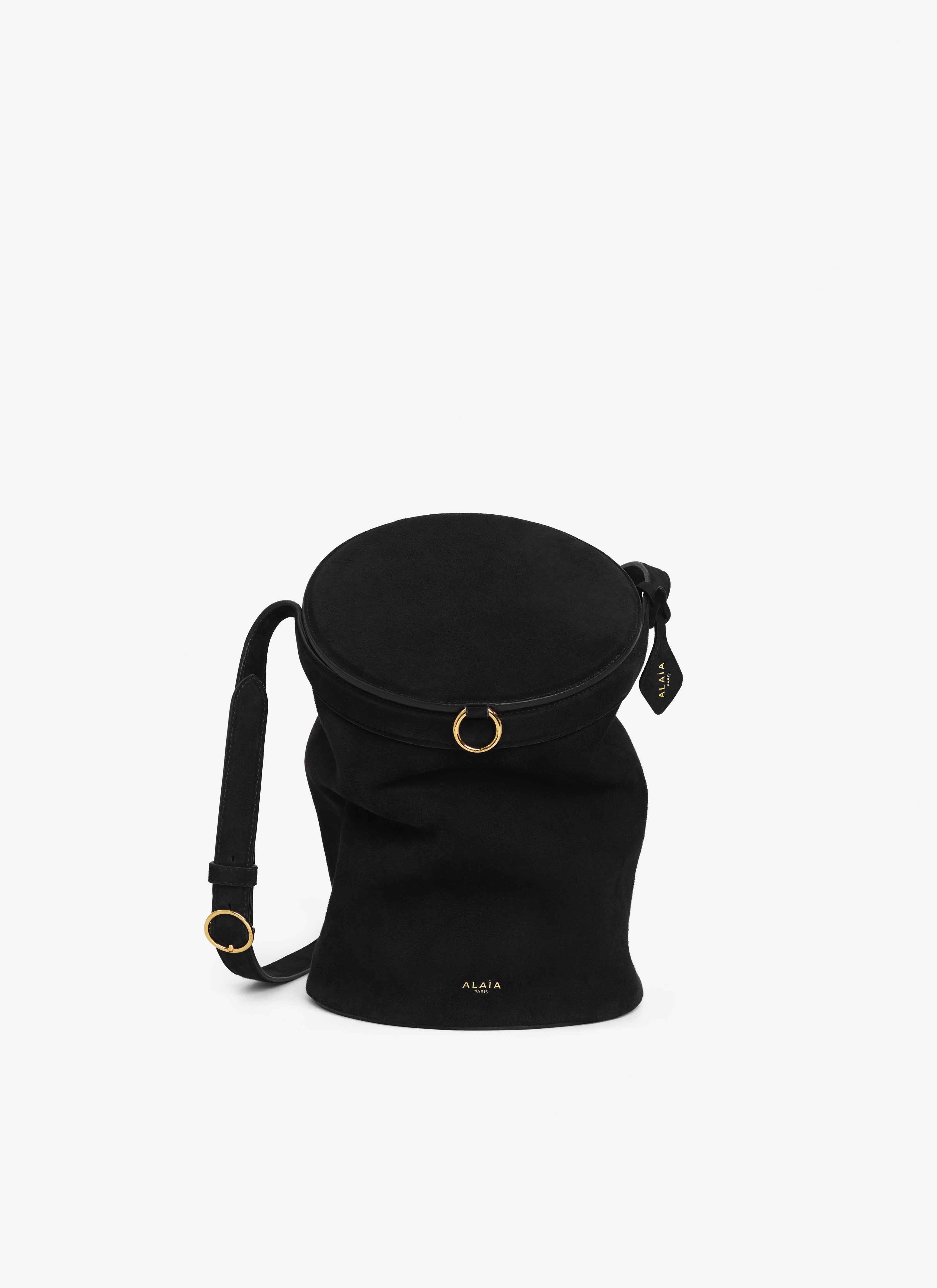 ALAÏA BLACK LA CANETTE MEDIUM BAG IN SUEDE GOATSKIN