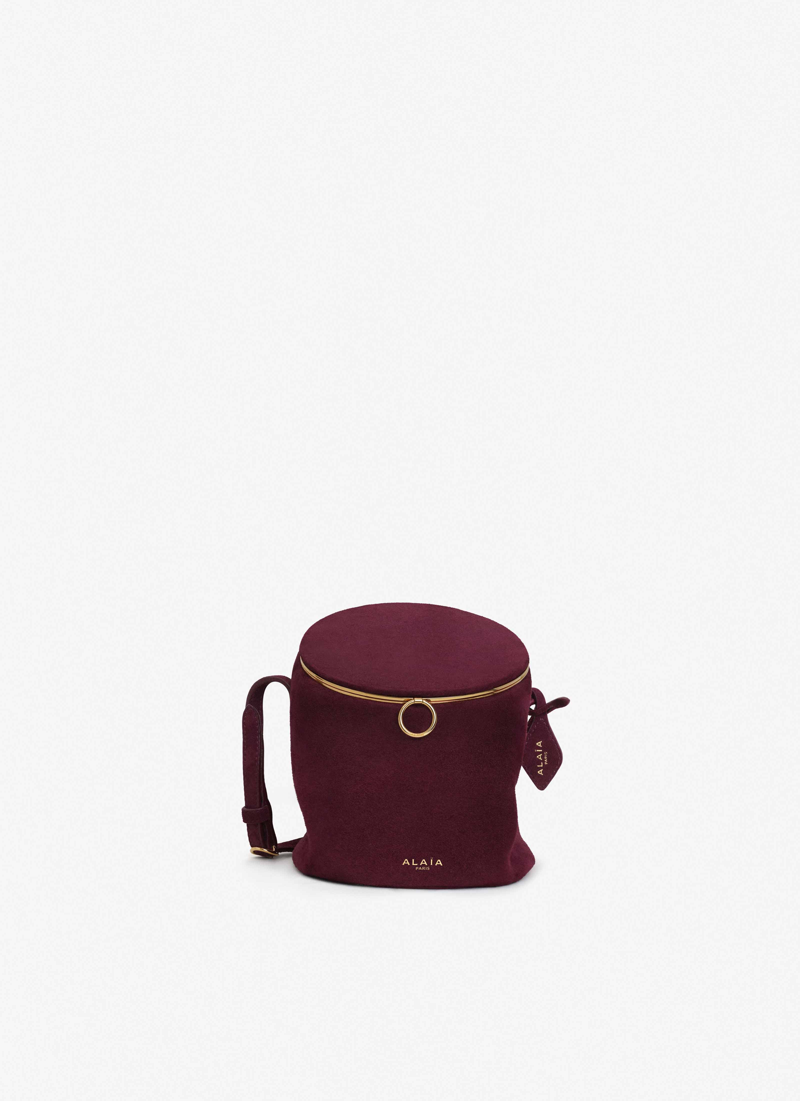 ALAÏA GARNET RED LA CANETTE SMALL BAG IN SUEDE GOATSKIN