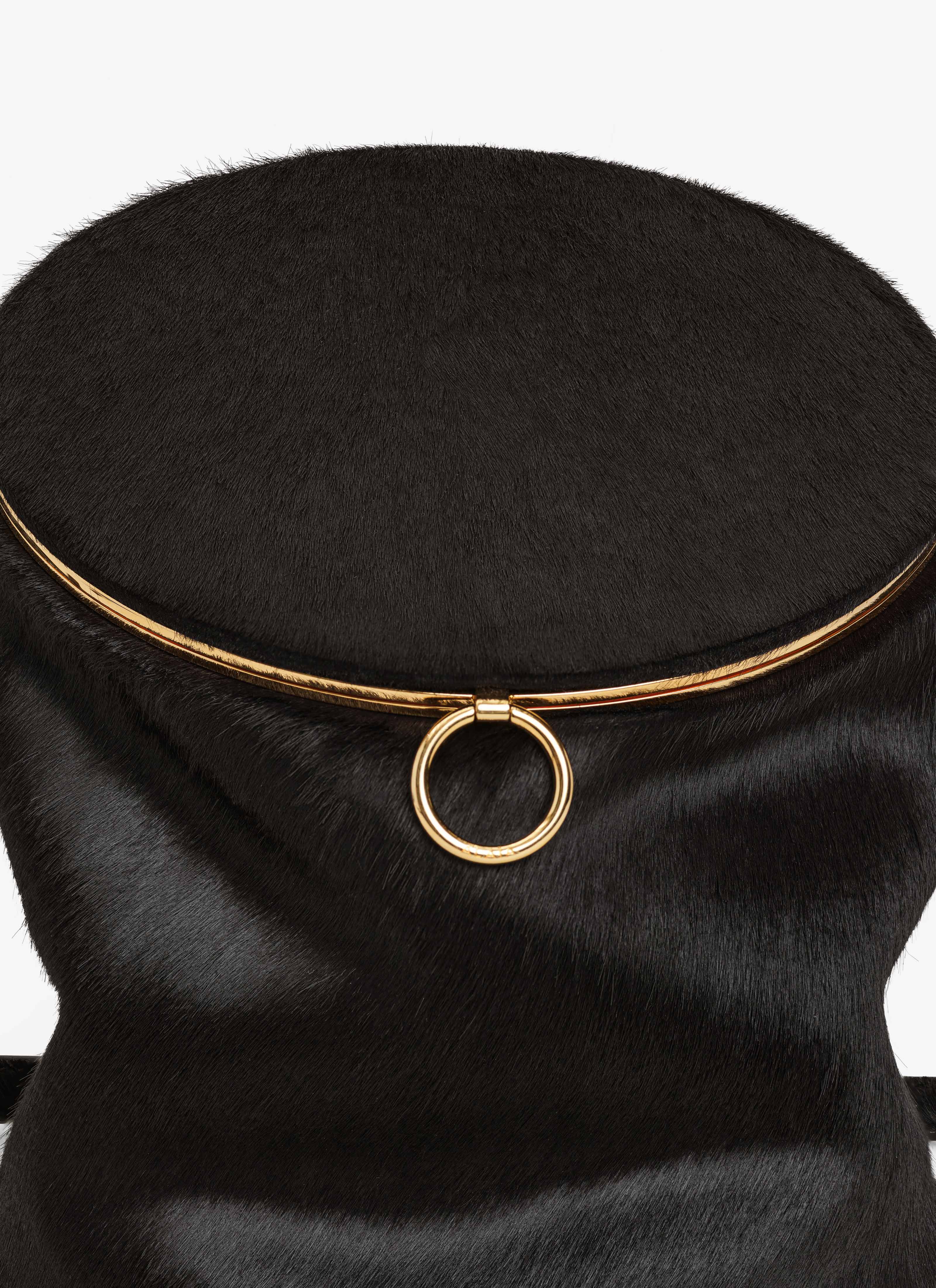 ALAÏA CHOCOLATE LA CANETTE SMALL BAG IN HAIRCALF