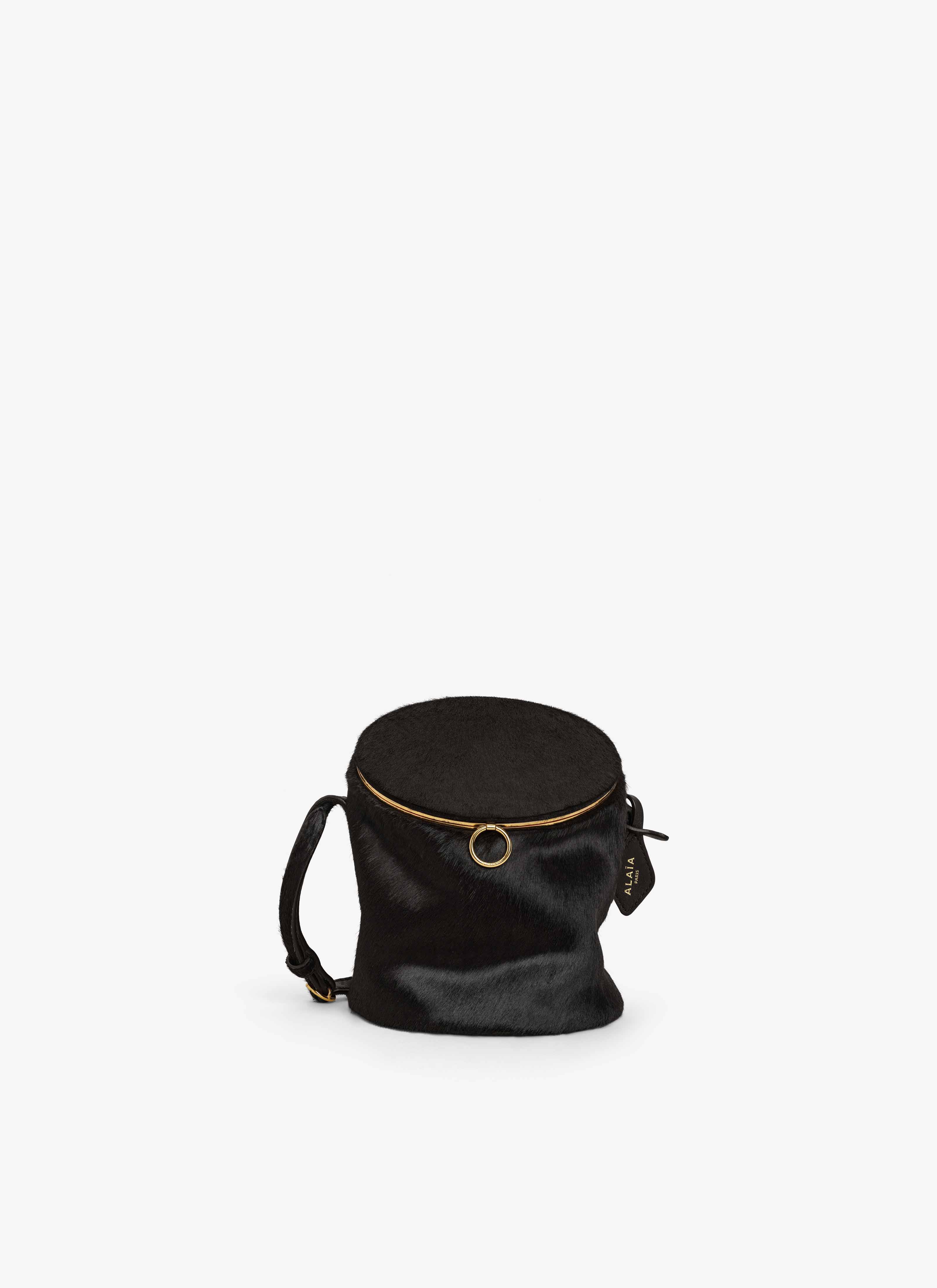 ALAÏA CHOCOLATE LA CANETTE SMALL BAG IN HAIRCALF