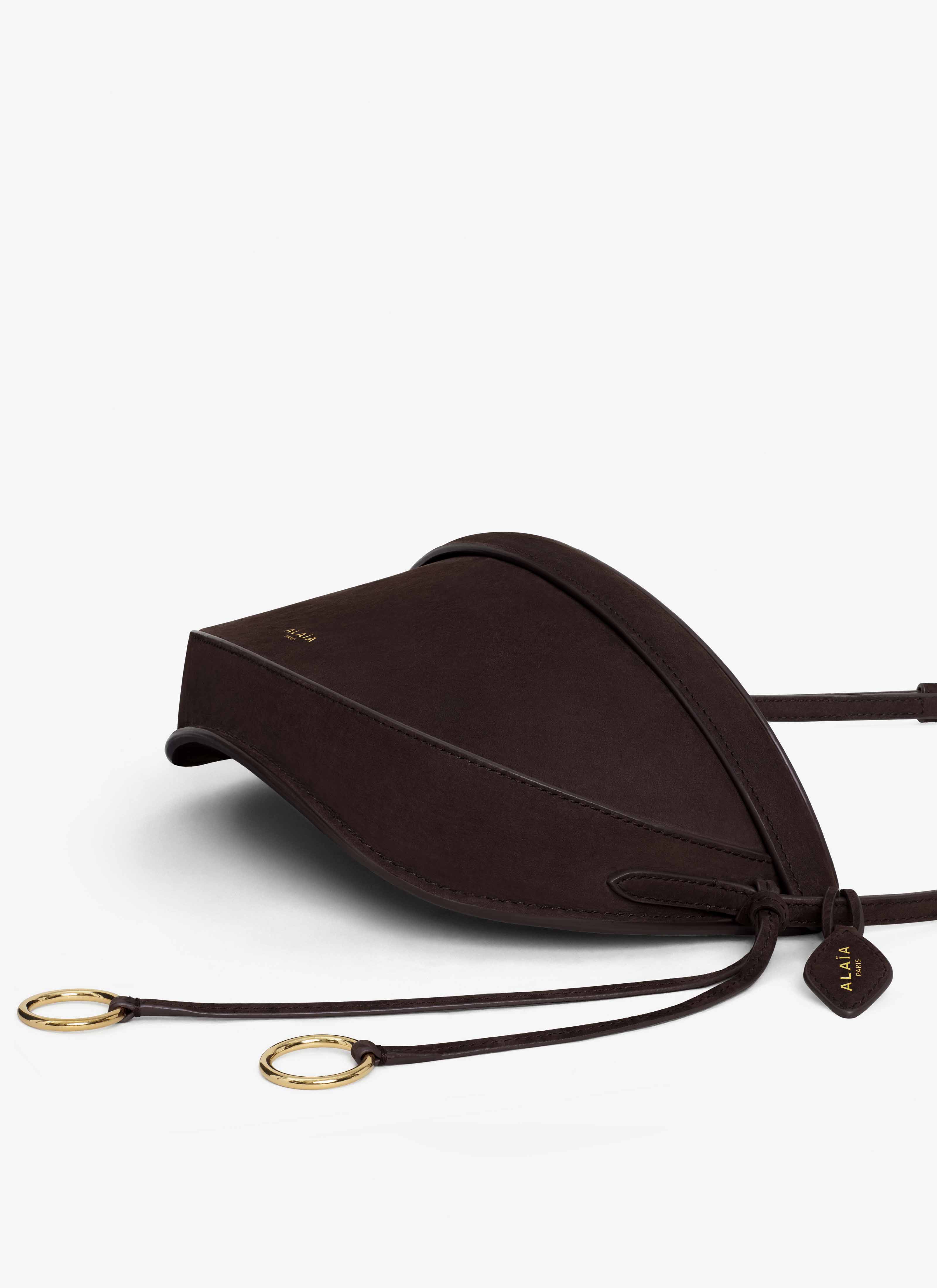 ALAÏA DARK BROWN HIP EAST WEST BAG IN NUBUCK