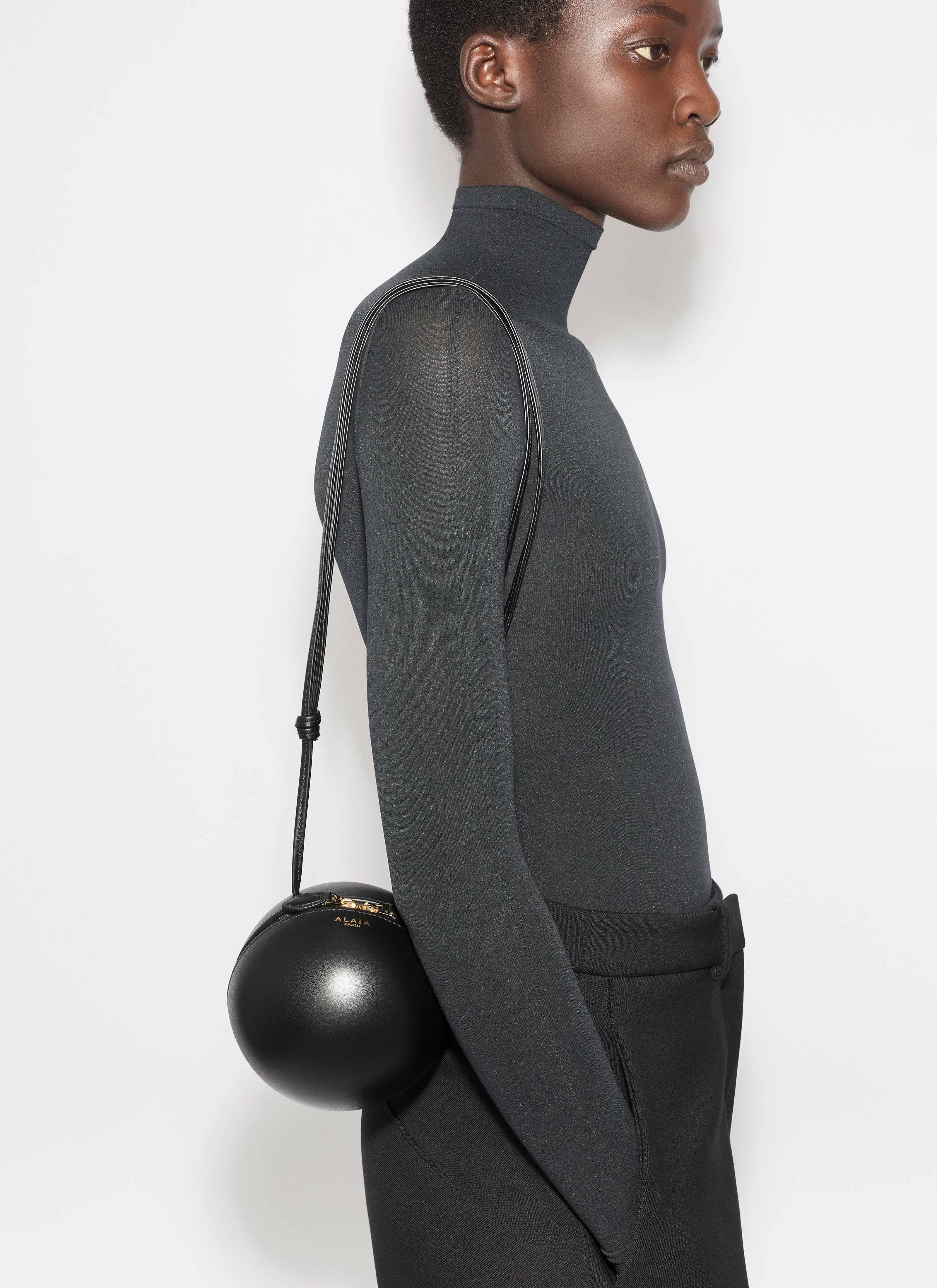 ALAÏA BLACK SPHERE BAG IN LAMBSKIN