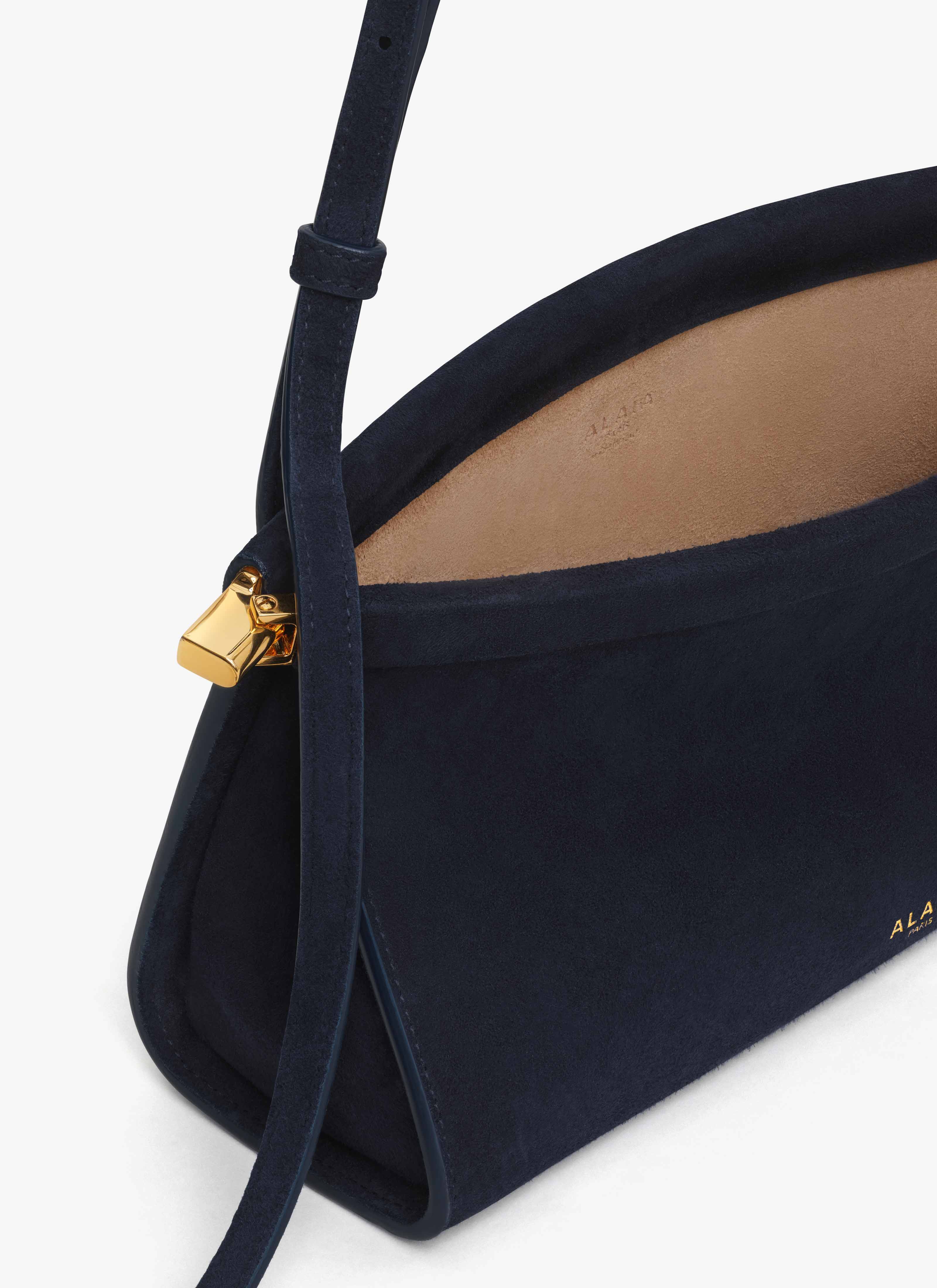ALAÏA MIDNIGHT LE CLICK EAST WEST SMALL BAG IN SUEDE