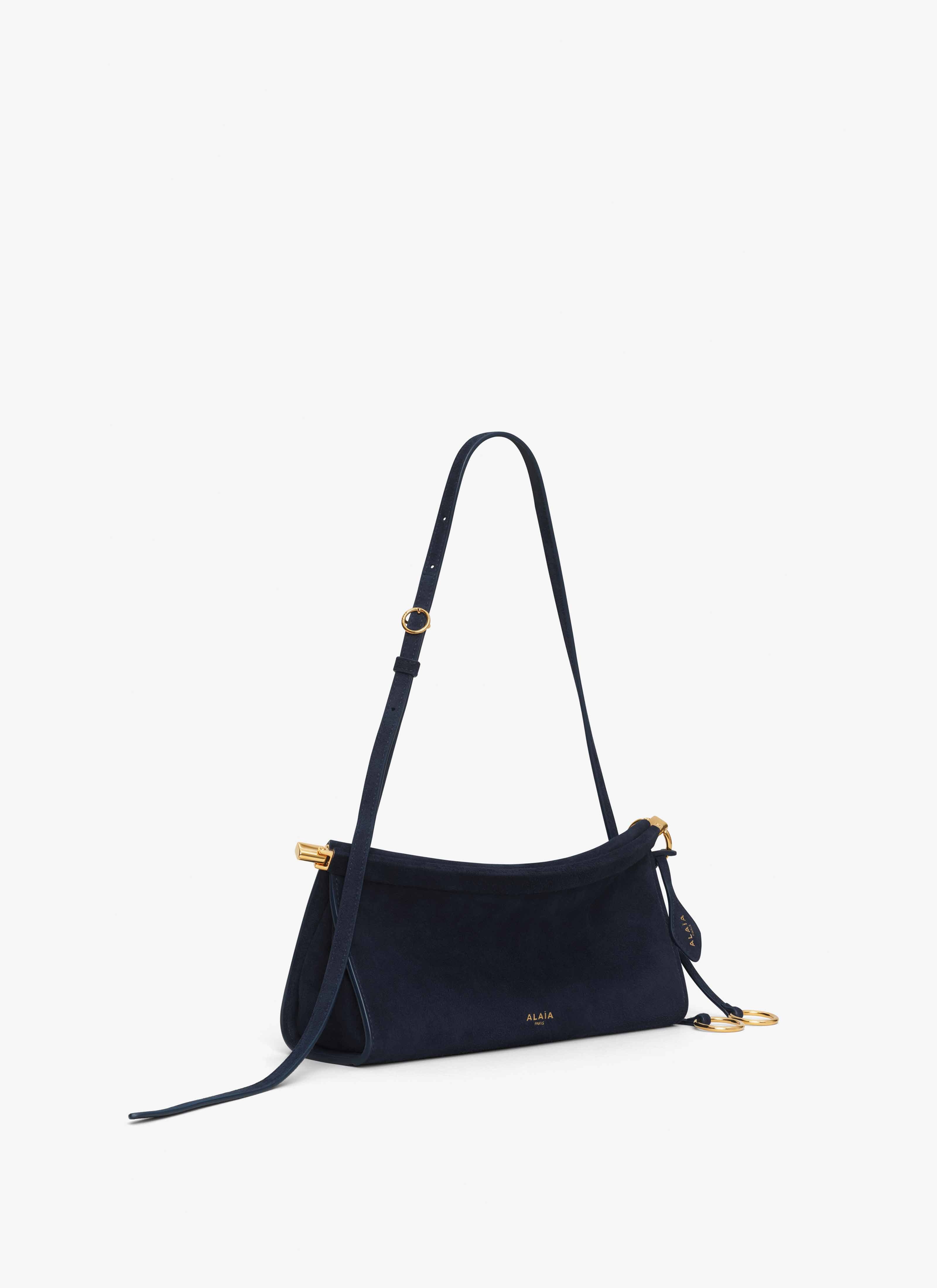 ALAÏA MIDNIGHT LE CLICK EAST WEST SMALL BAG IN SUEDE