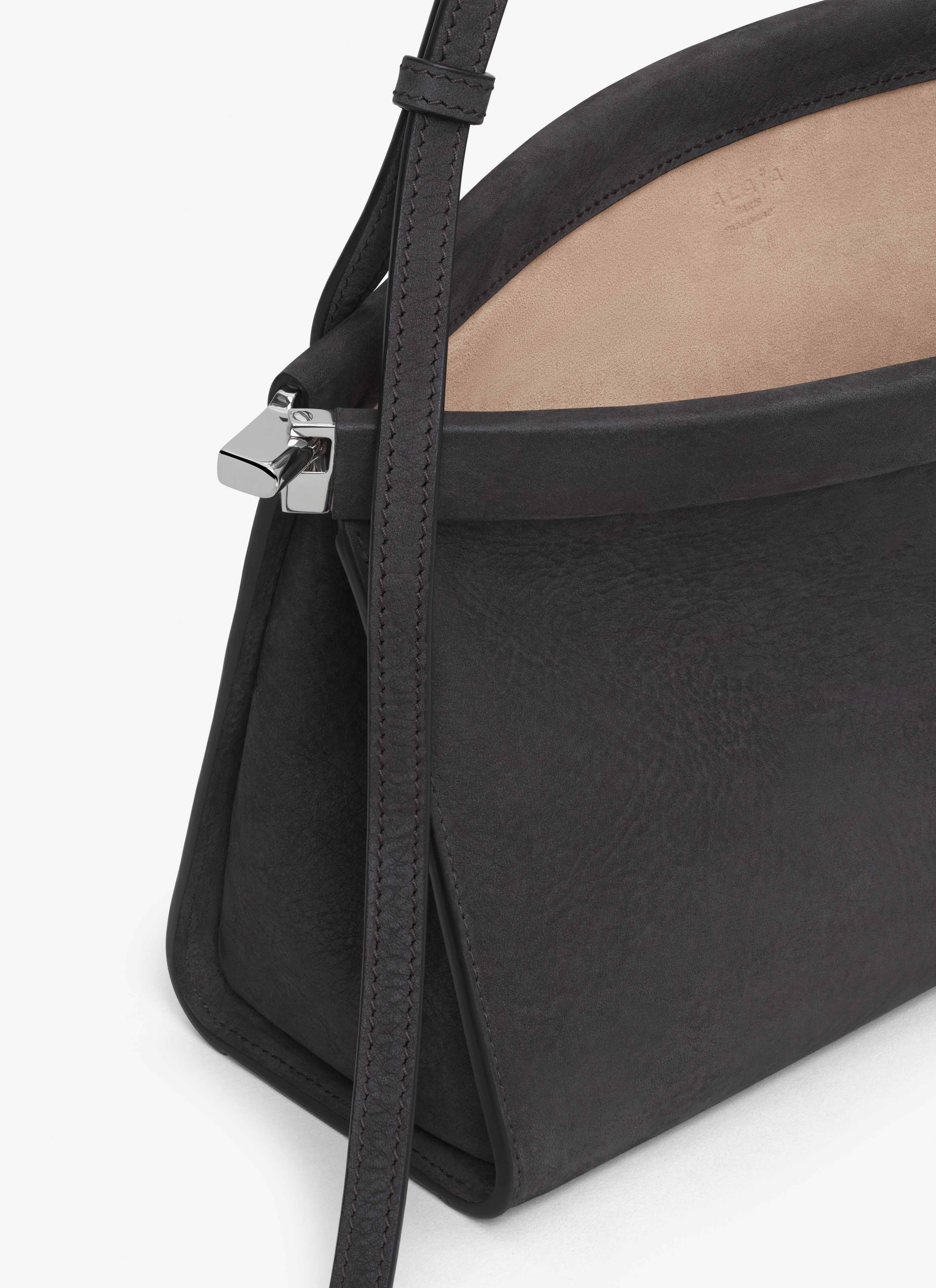 ALAÏA ANTHRACITE LE CLICK EAST WEST MEDIUM BAG IN NUBUCK