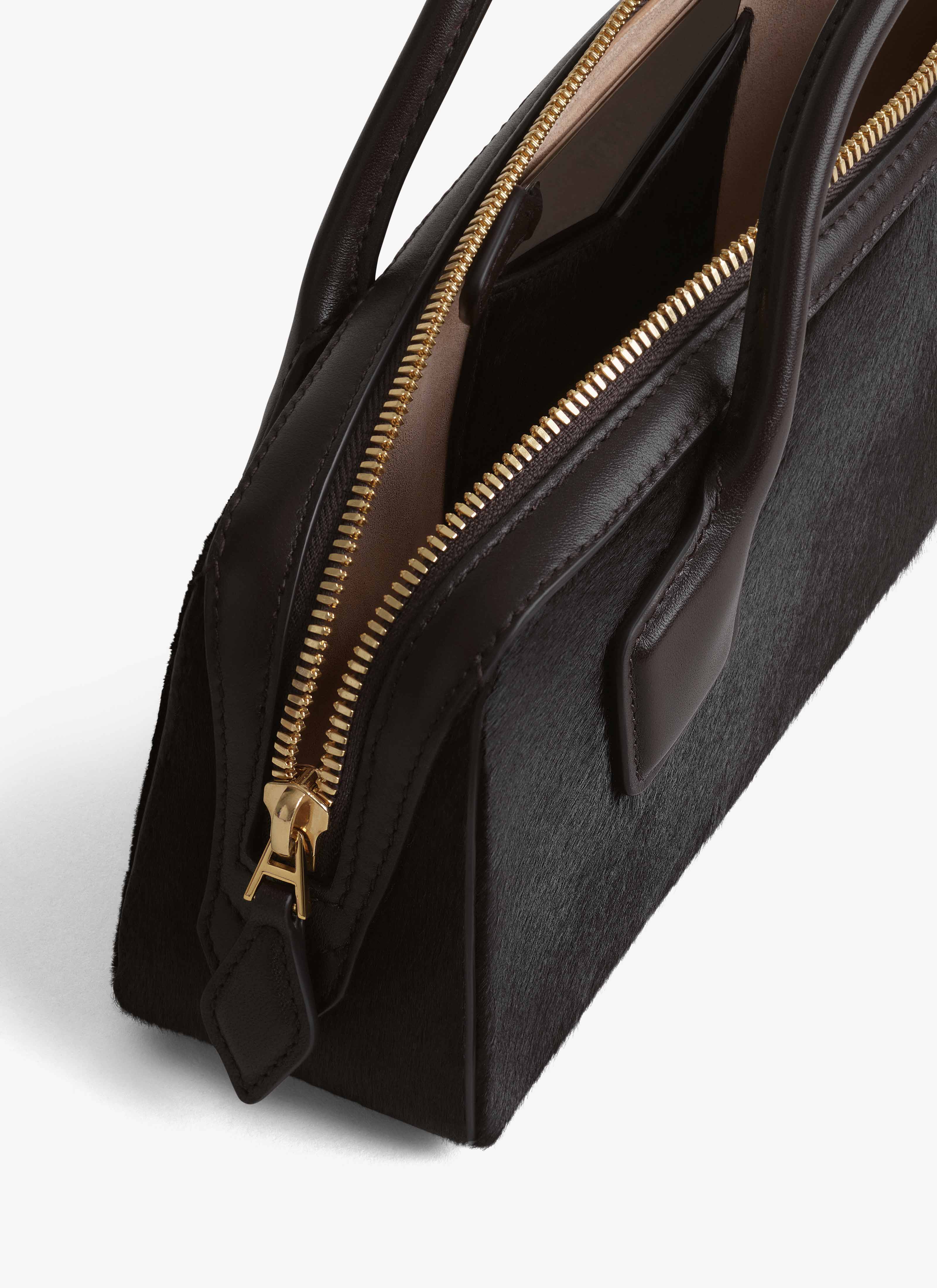ALAÏA CHOCOLATE LE TECKEL CLUTCH IN HAIRCALF